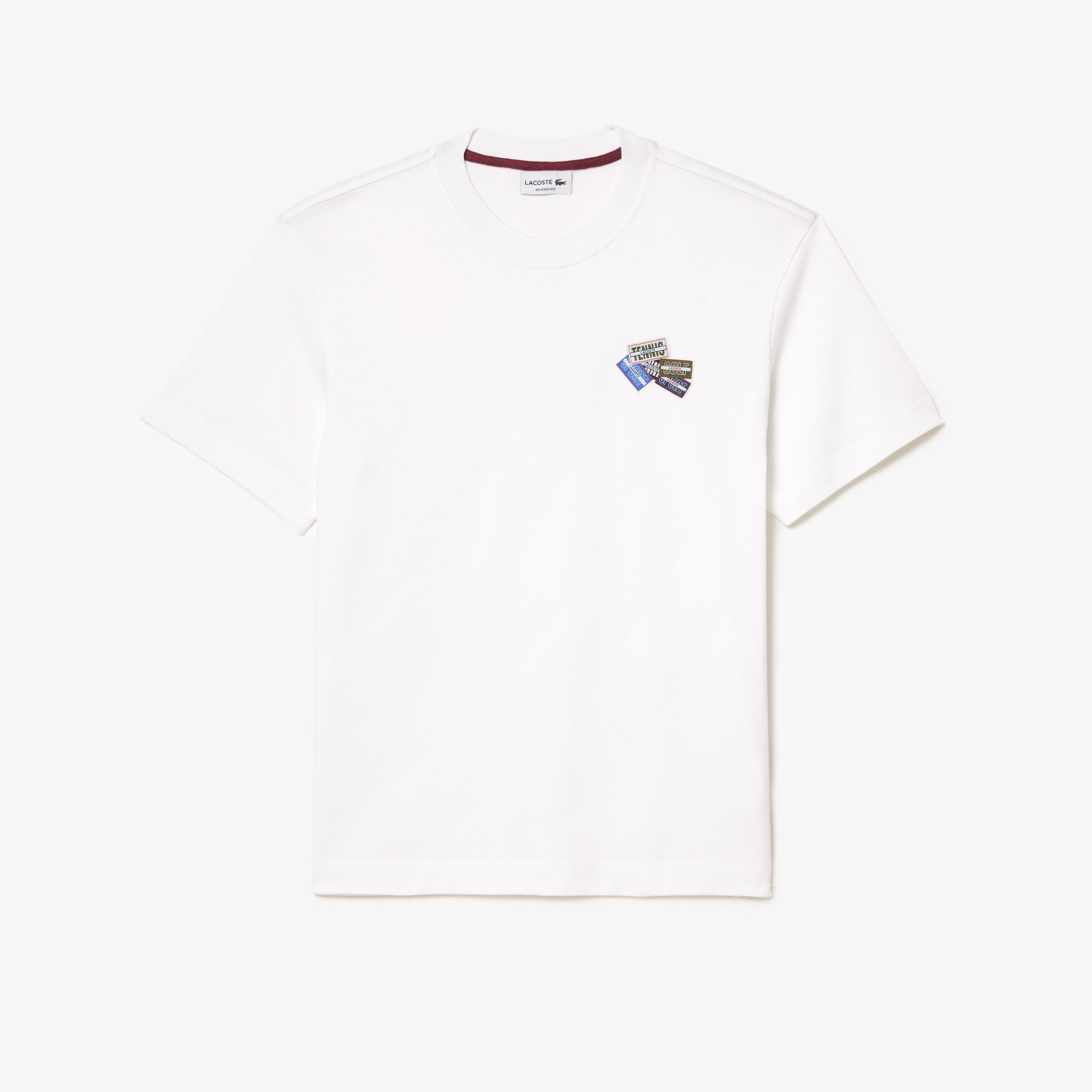 Heavy Cotton Jersey Multi Badge T-shirt - White / M - Lacoste Apparel THE MIX