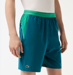 Lacoste Men's Sport X Novak Djokovic Cplourblock Shorts - 3 - S / X99 / Green/White - Lacoste Apparel THE MIX