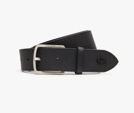 MEN'S ENGRAVED BUCKLE TEXTURED LEATHER BELT