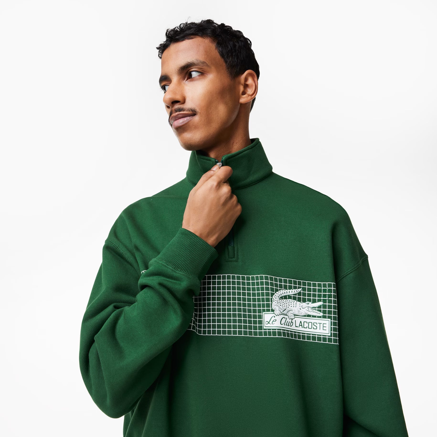 Men’s Lacoste Zip Neck Loose Fit Organic Cotton Sweatshirt - Lacoste SWEATERS THE MIX