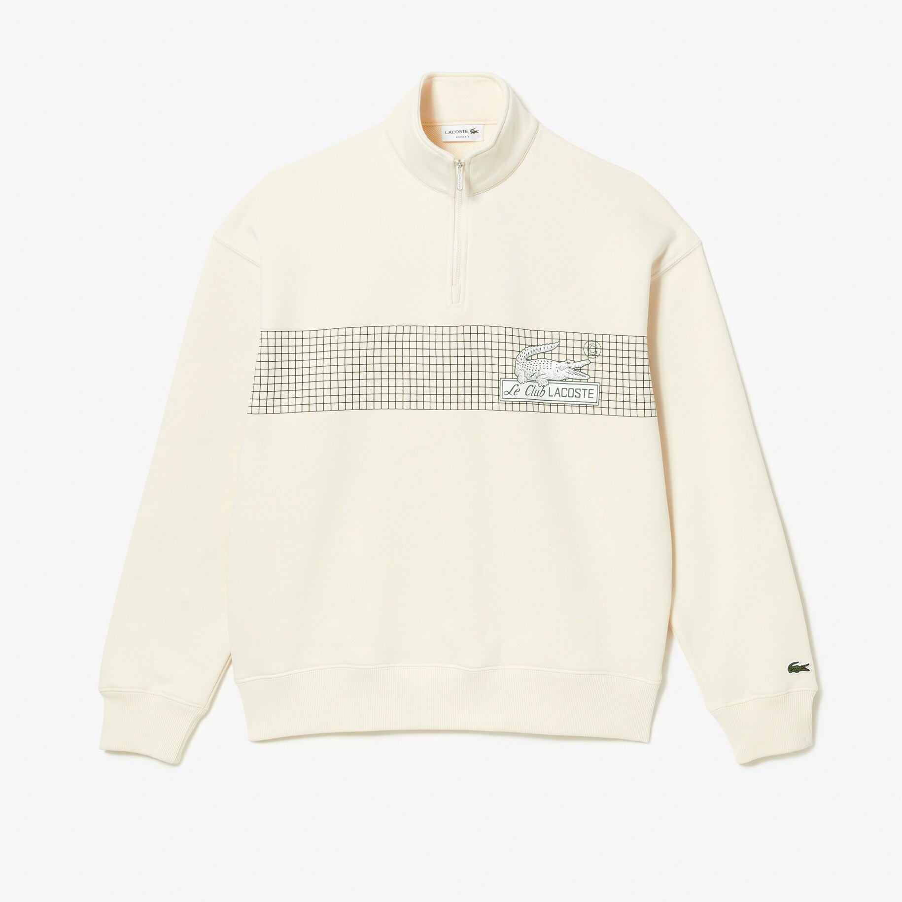 Men’s Lacoste Zip Neck Loose Fit Organic Cotton Sweatshirt - M / White / XFJ - Lacoste SWEATERS THE MIX