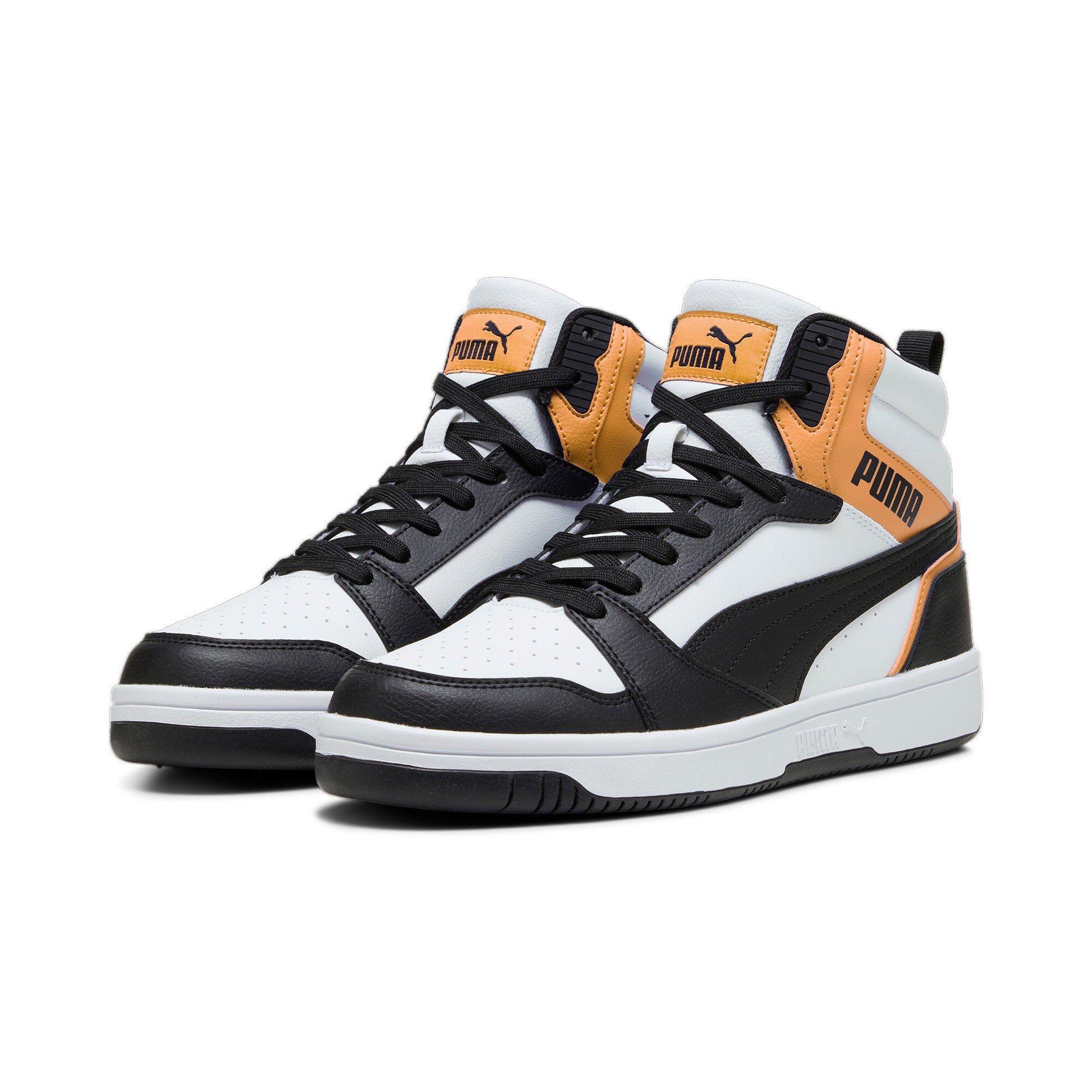 Puma Rebound v6 Hi-Top - 5 / Puma White-Puma Black-Clementine - PUMA Footwear THE MIX