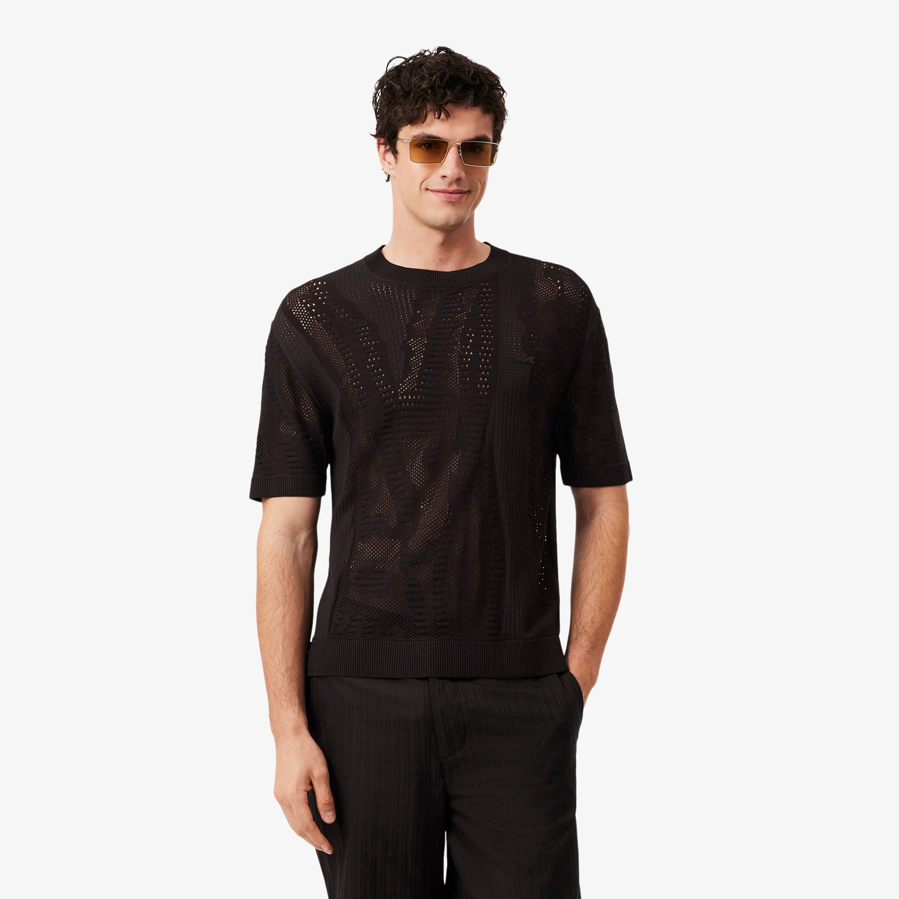 LACOSTE Relaxed Fit Short Sleeved Printed Sweater