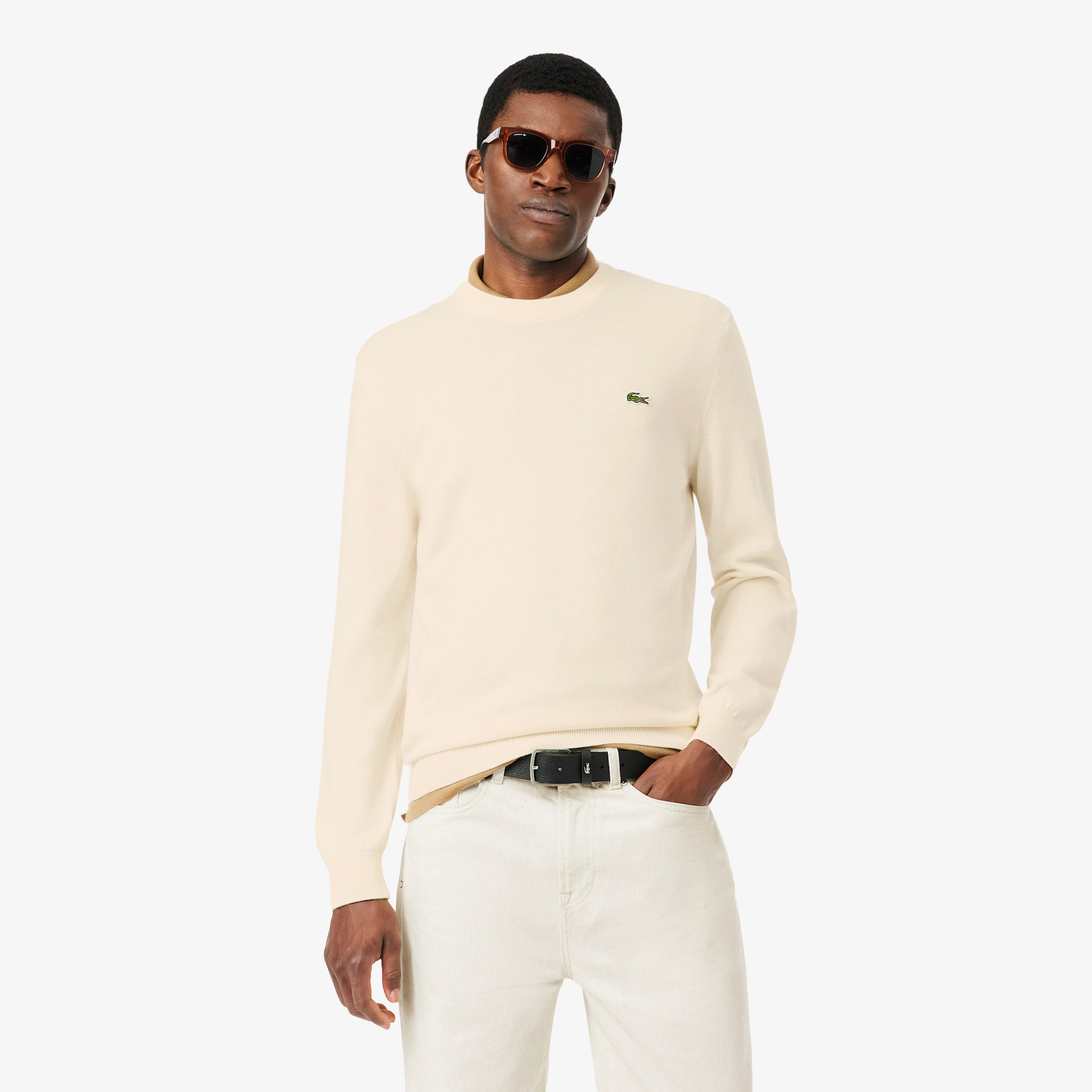 LACOSTE Monochrome Crew Neck Cotton Sweater
