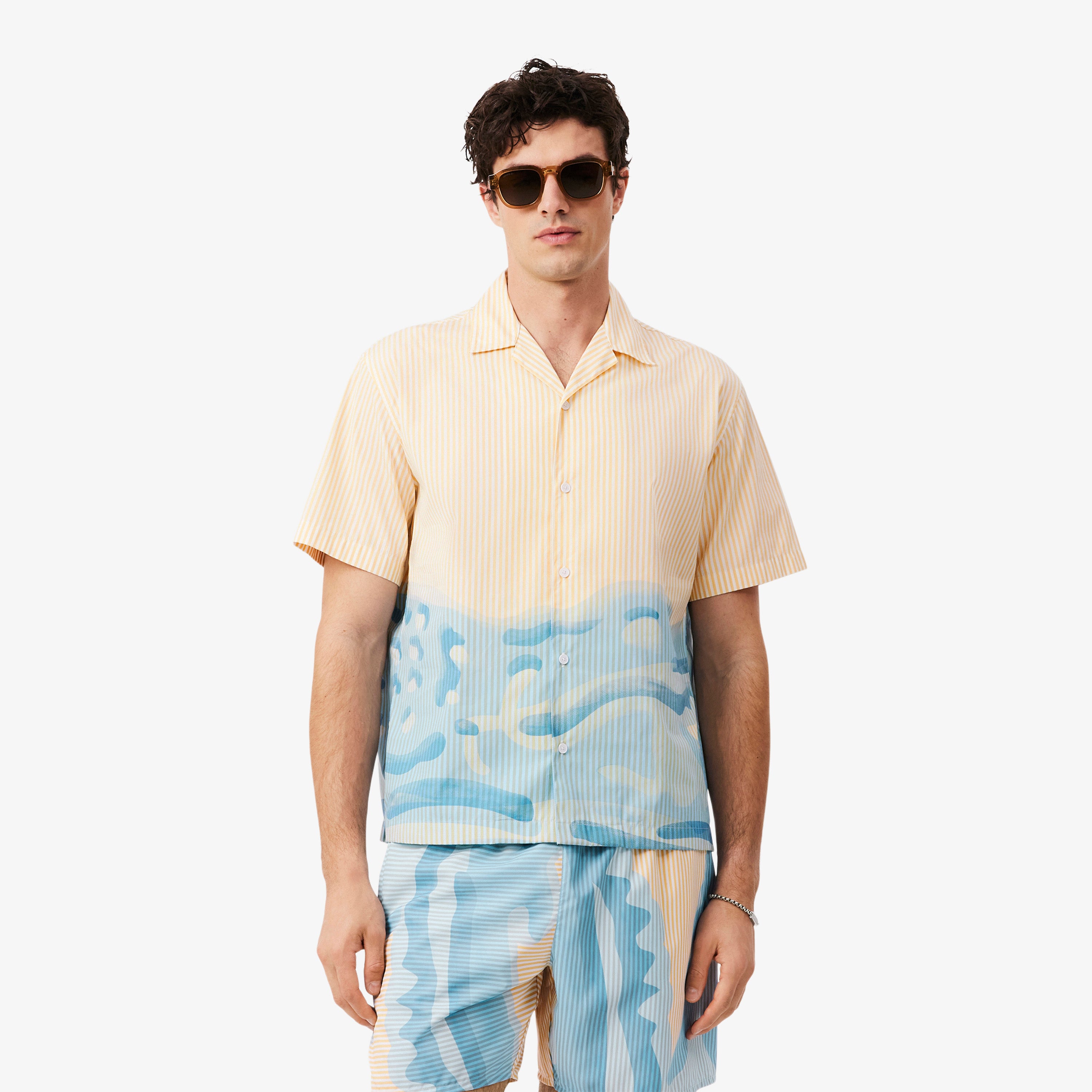 LACOSTE Relaxed Fit Striped Crocodile Shirt