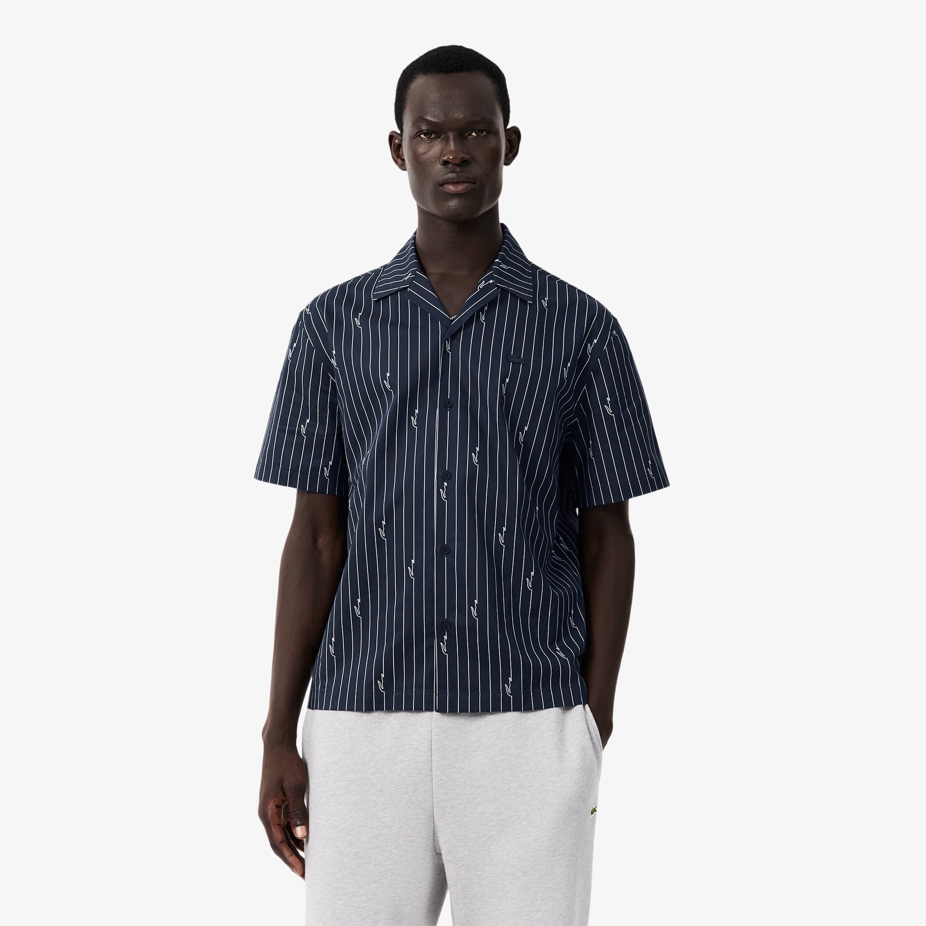 LACOSTE Men Relaxed Fit Print Twill Shirt
