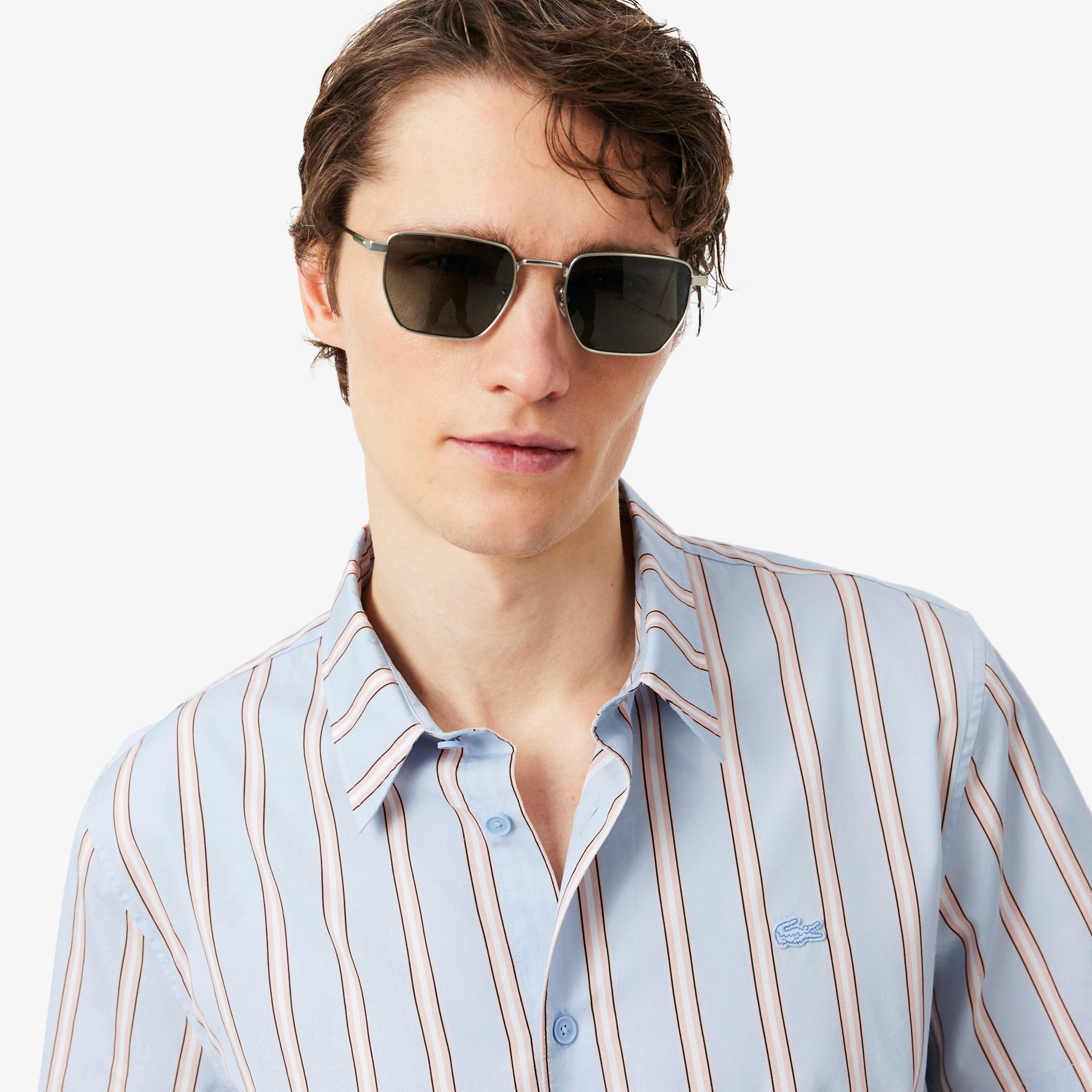 LACOSTE Regular Fit Striped Poplin Shirt
