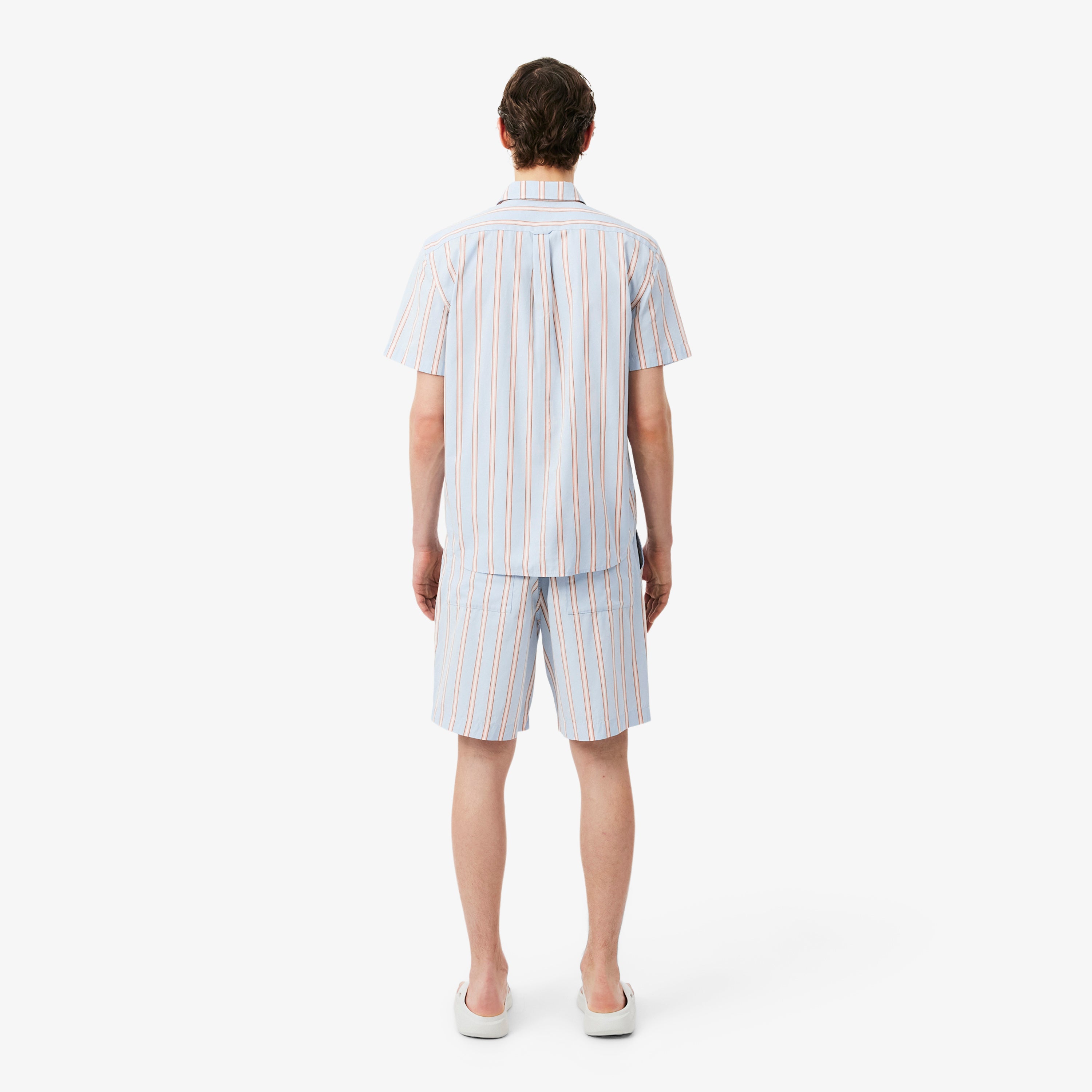 LACOSTE Striped Cotton Poplin Shorts