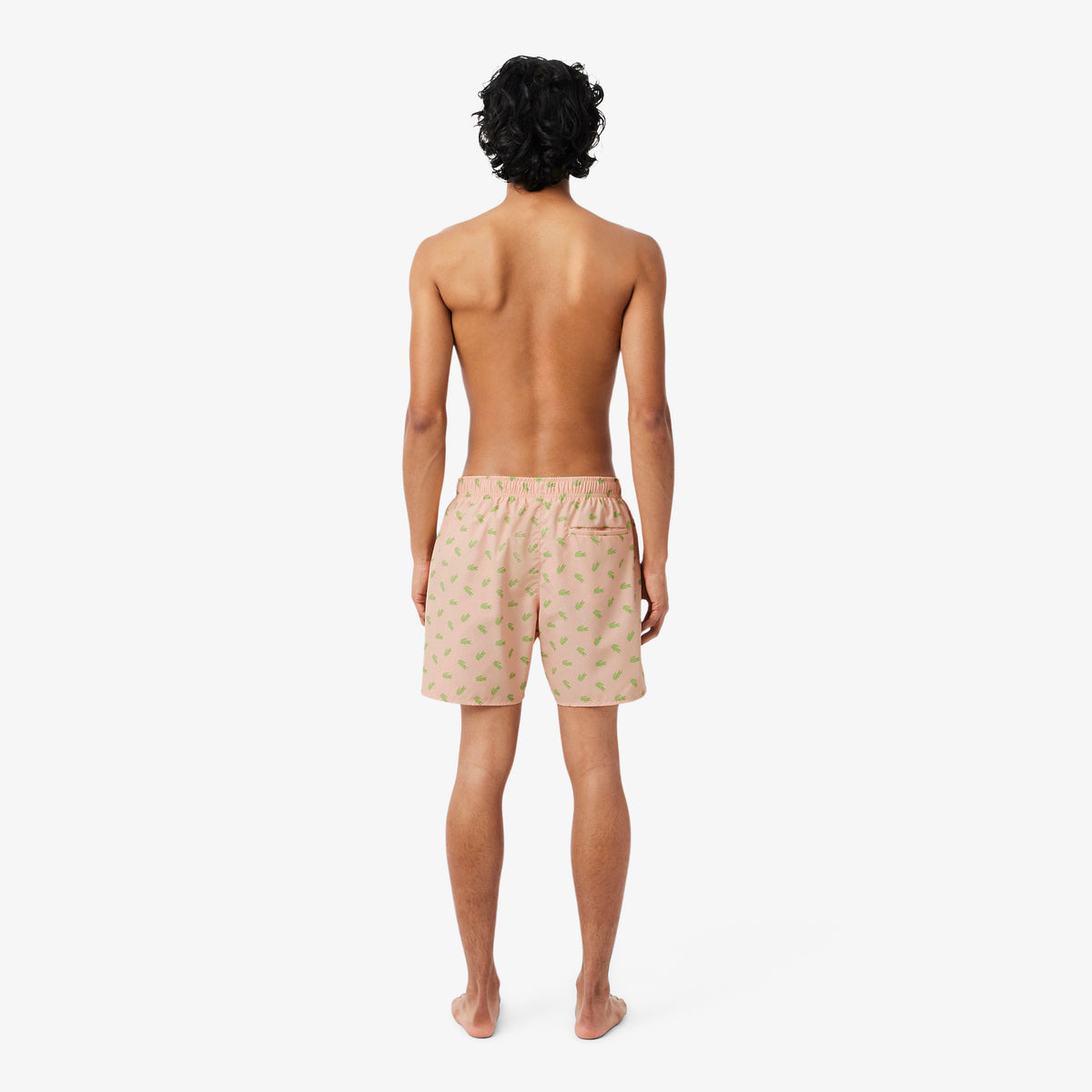 LACOSTE Mid Length Crocodile Print Swim Trunks Men