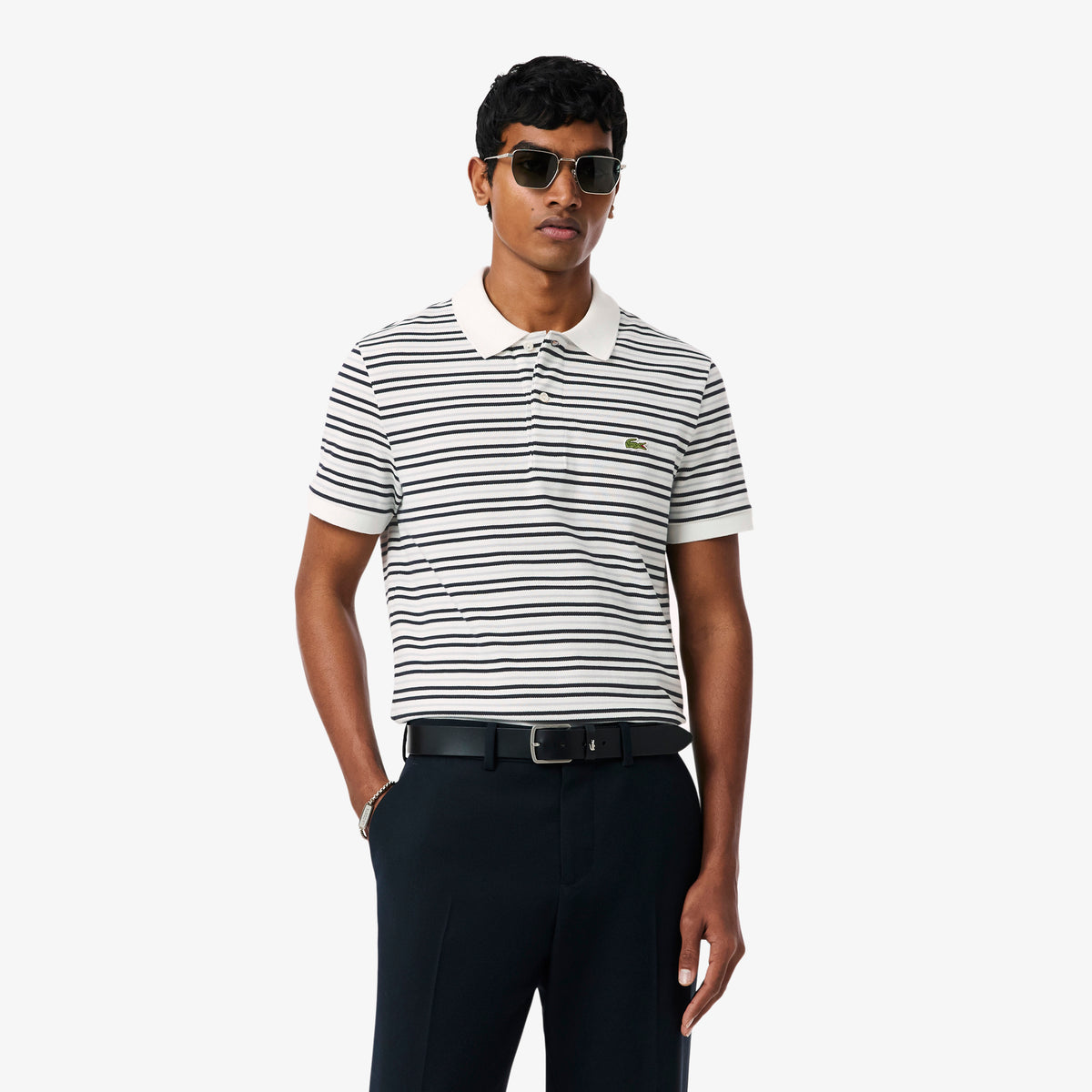 LACOSTE Regular Fit Striped Petit Piqué Polo Shirt