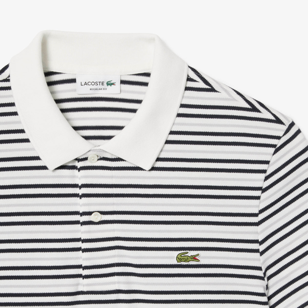 LACOSTE Regular Fit Striped Petit Piqué Polo Shirt