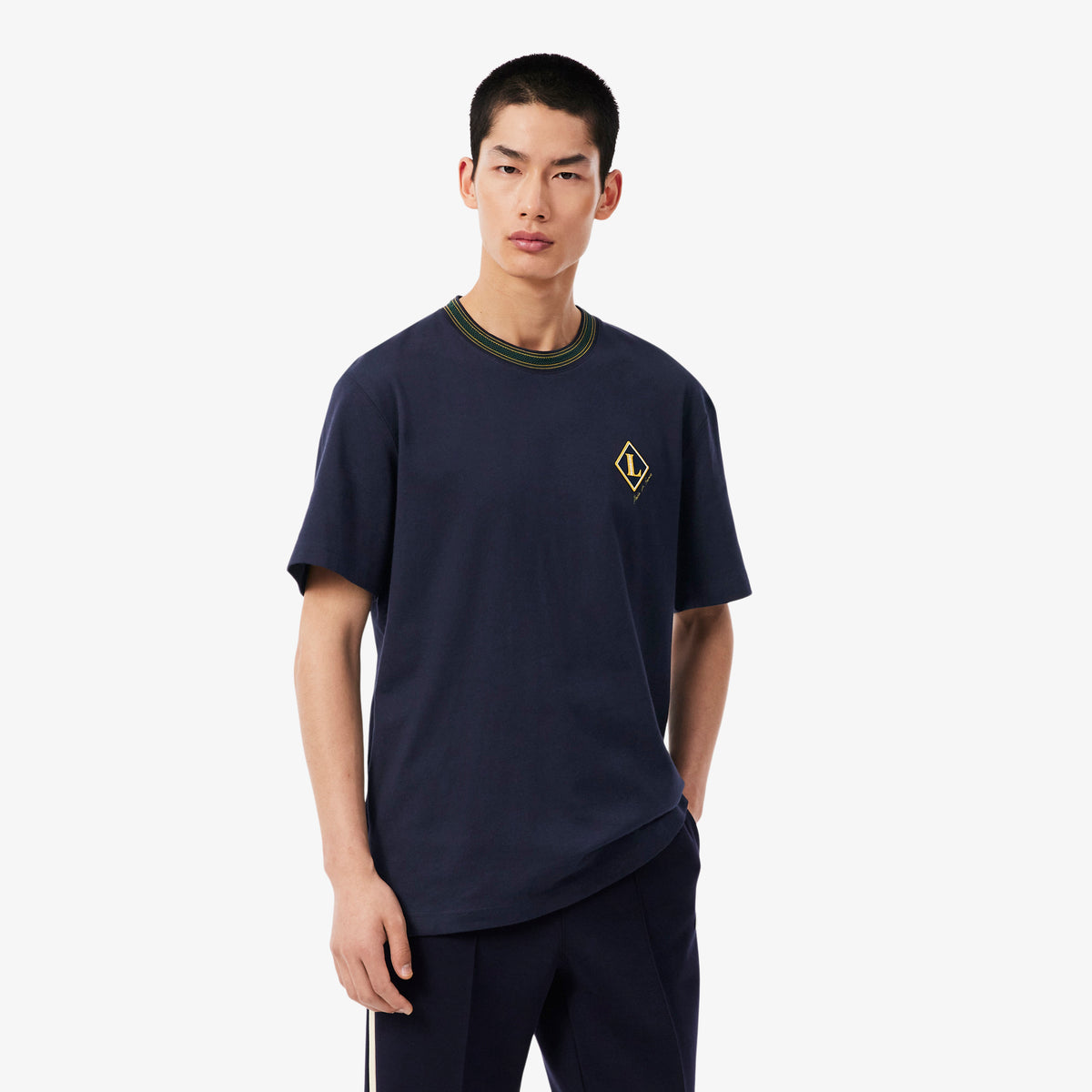 LACOSTE French Made Badge Accent Striped T-shirt Men