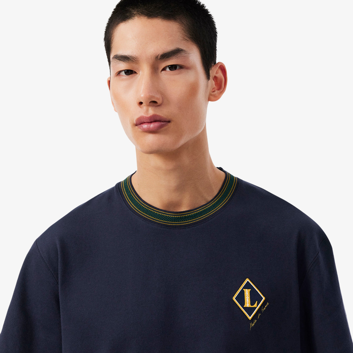 LACOSTE French Made Badge Accent Striped T-shirt Men