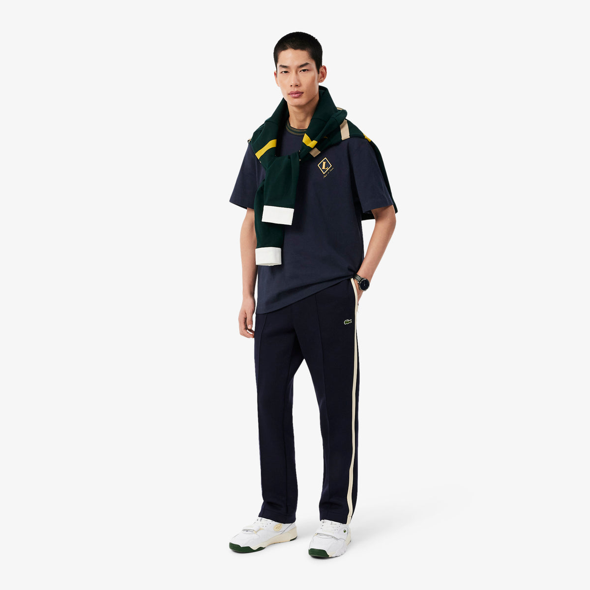 LACOSTE French Made Badge Accent Striped T-shirt Men