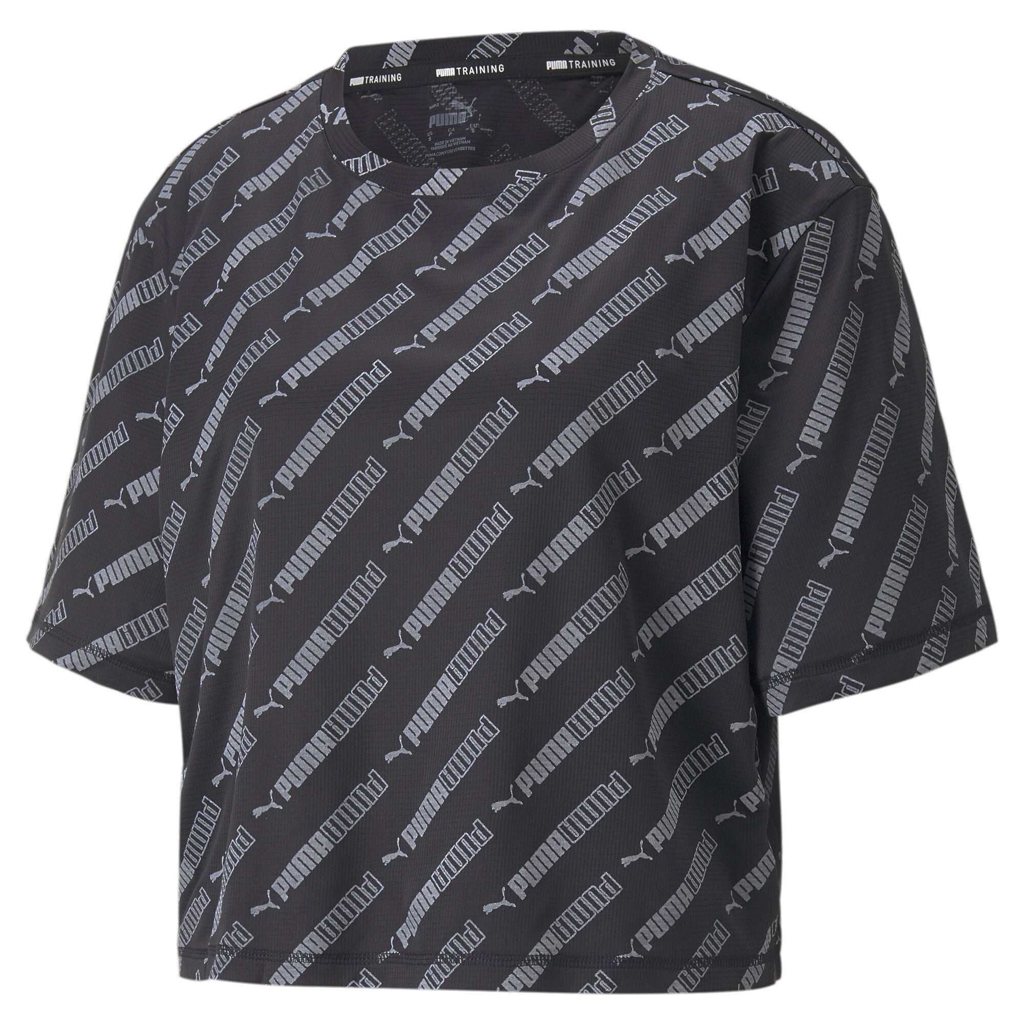 Train Favorite AOP Crop SS Tee - Puma Black / XS - PUMA Apparel THE MIX