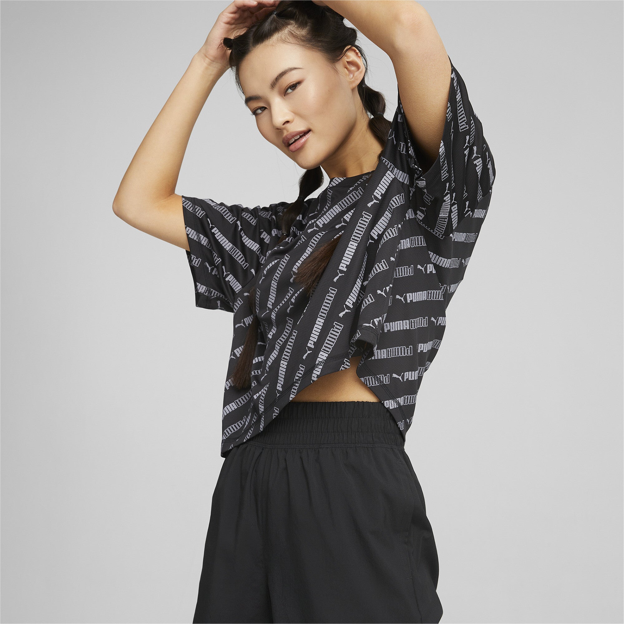 Train Favorite AOP Crop SS Tee - Puma Black / M - PUMA Apparel THE MIX