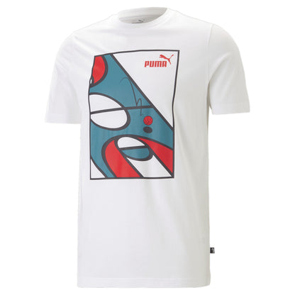 Graphics Court Tee - S / PUMA White-Adriatic - PUMA Apparel THE MIX