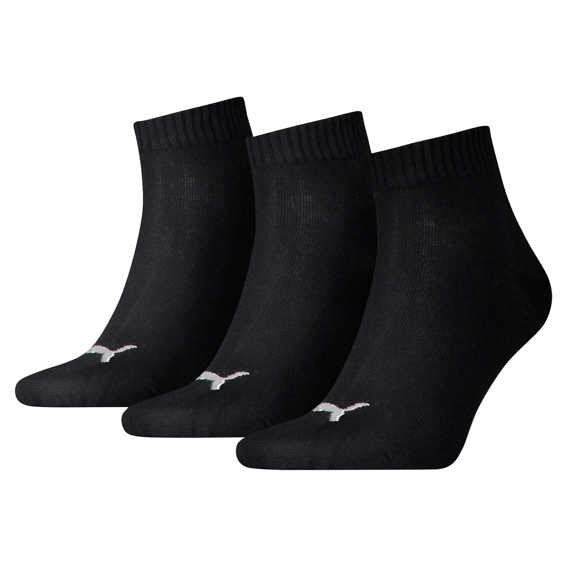 3 Pairs Quarter Soft Cotton Flat Toe Seam Socks - Black / 39-42 - PUMA Accessories THE MIX