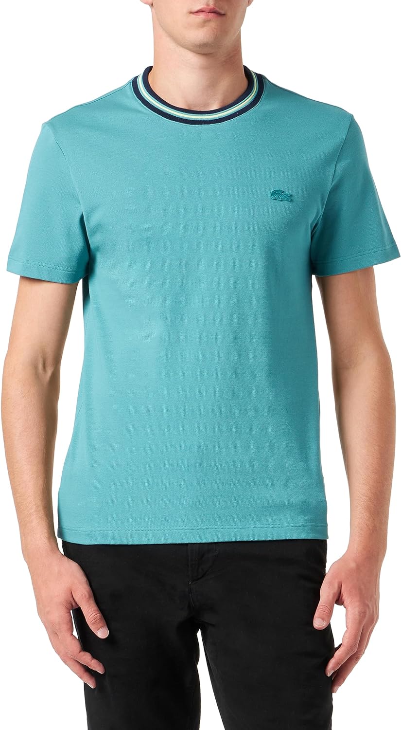 Stripe Collar Stretch Piqué T-shirt - Ocelle / S - Lacoste Apparel THE MIX