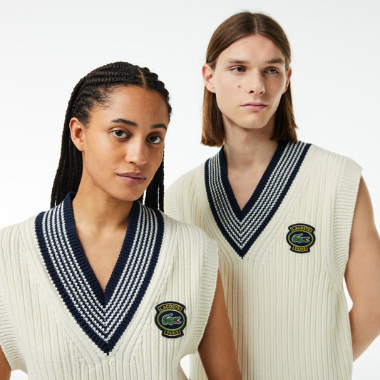 Unisex Heavy Knit Badge Tennis Sweater