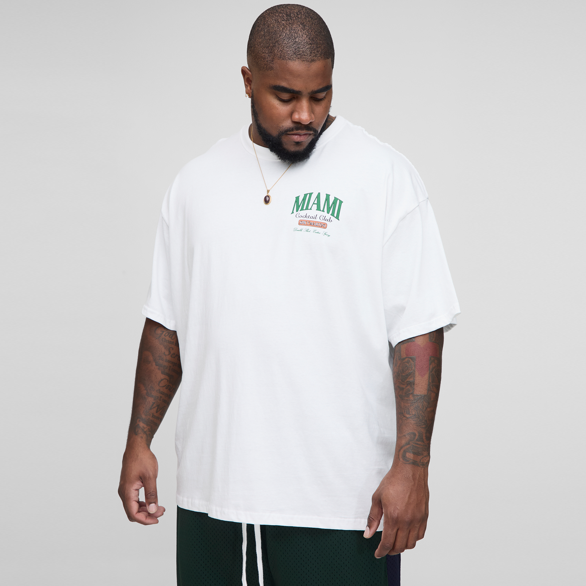 BOOHOOMAN Plus Oversized Miami Cocktail Club Printed T-Shirt