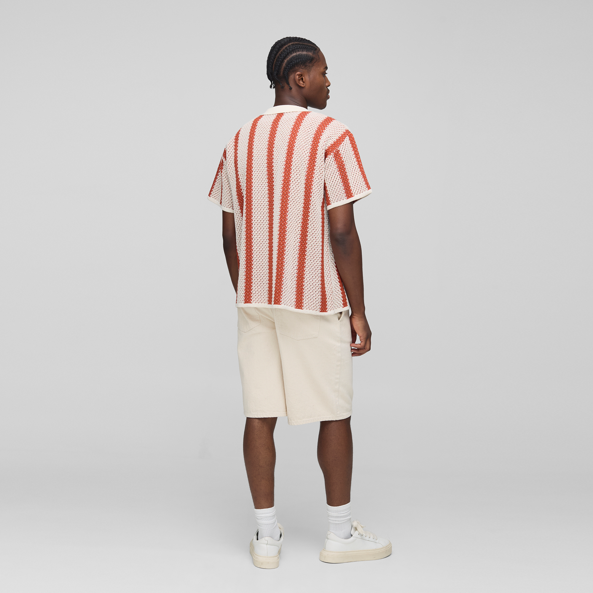 BOOHOOMAN Regular Fit Stripe Knitted Shirt