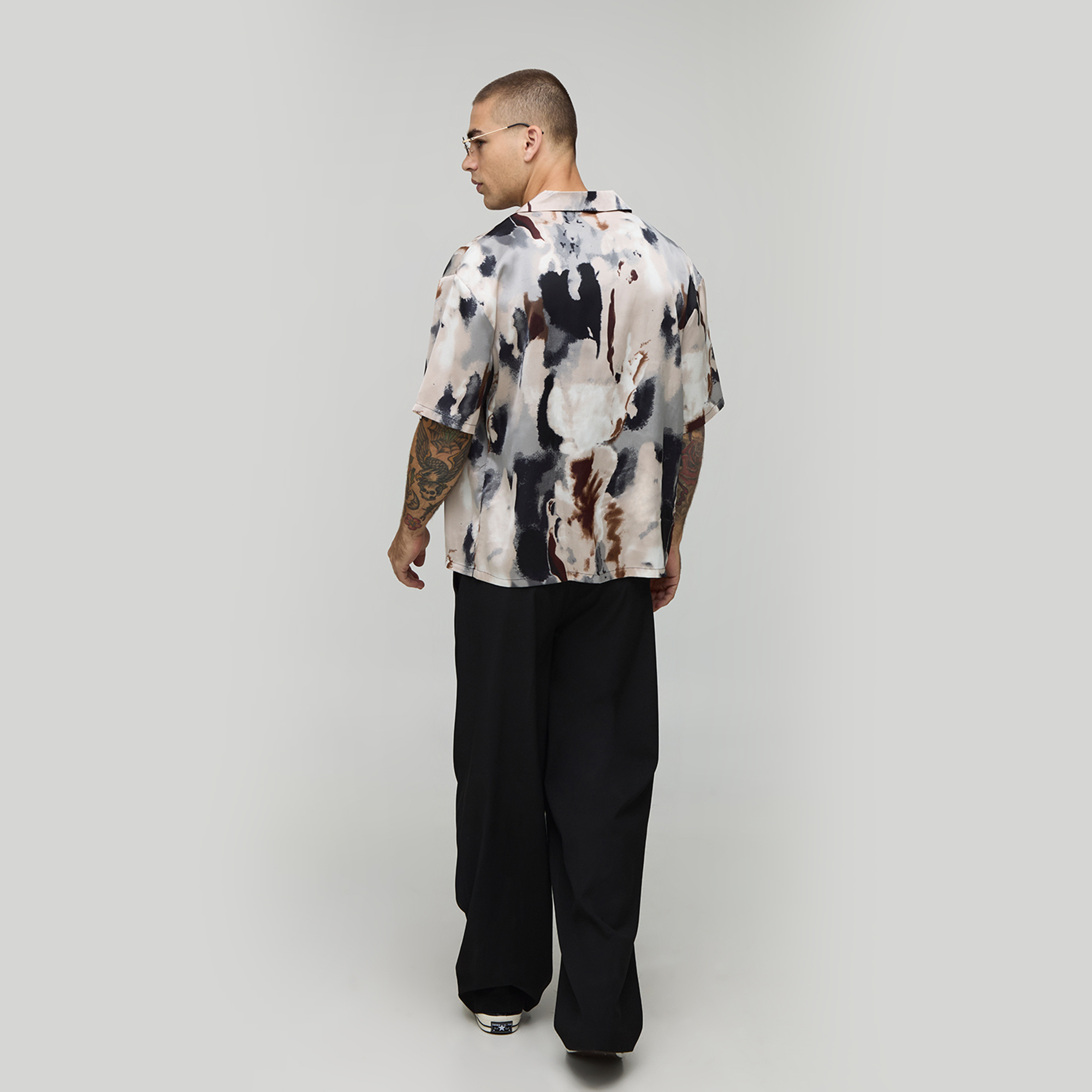 BOOHOOMAN Distorted Print Short Sleeve Oversized Shirt