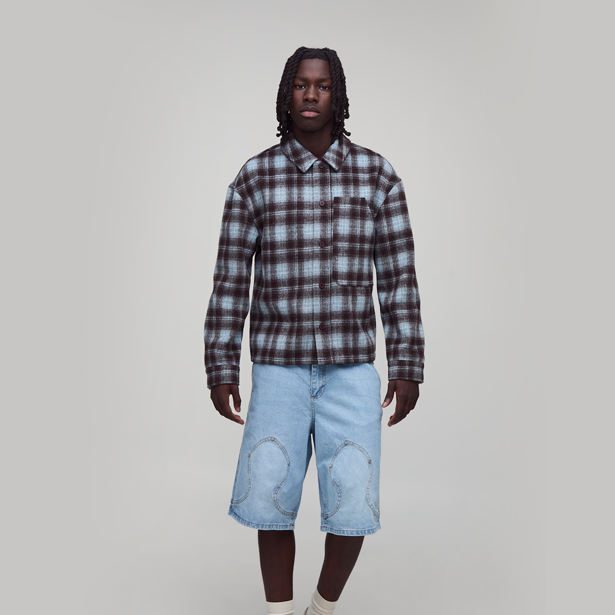 BOOHOOMAN Regular Fit Western Rivet Denim Jorts