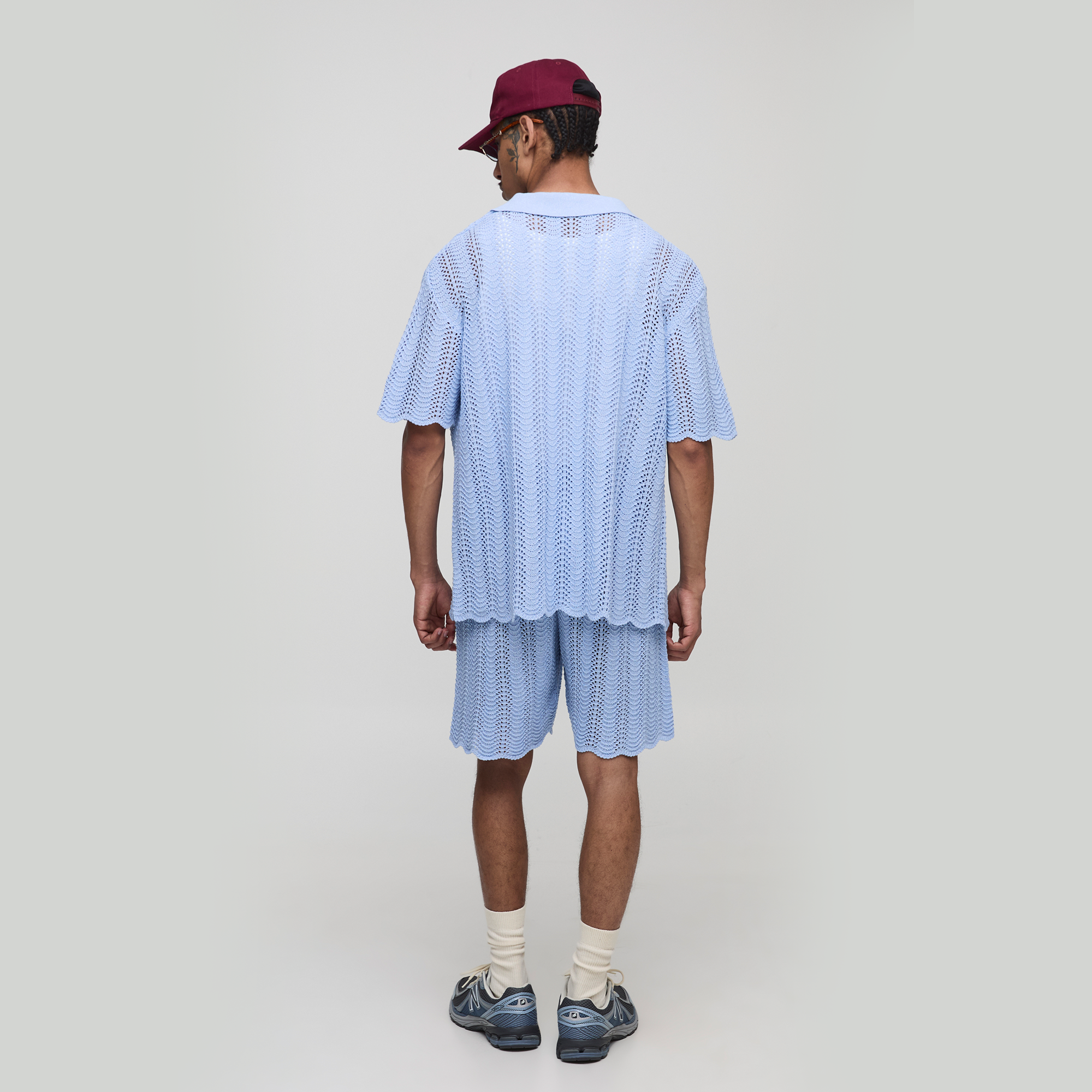 BOOHOOMAN Man Embroidered Relaxed Crochet Wavy Knitted Shirt