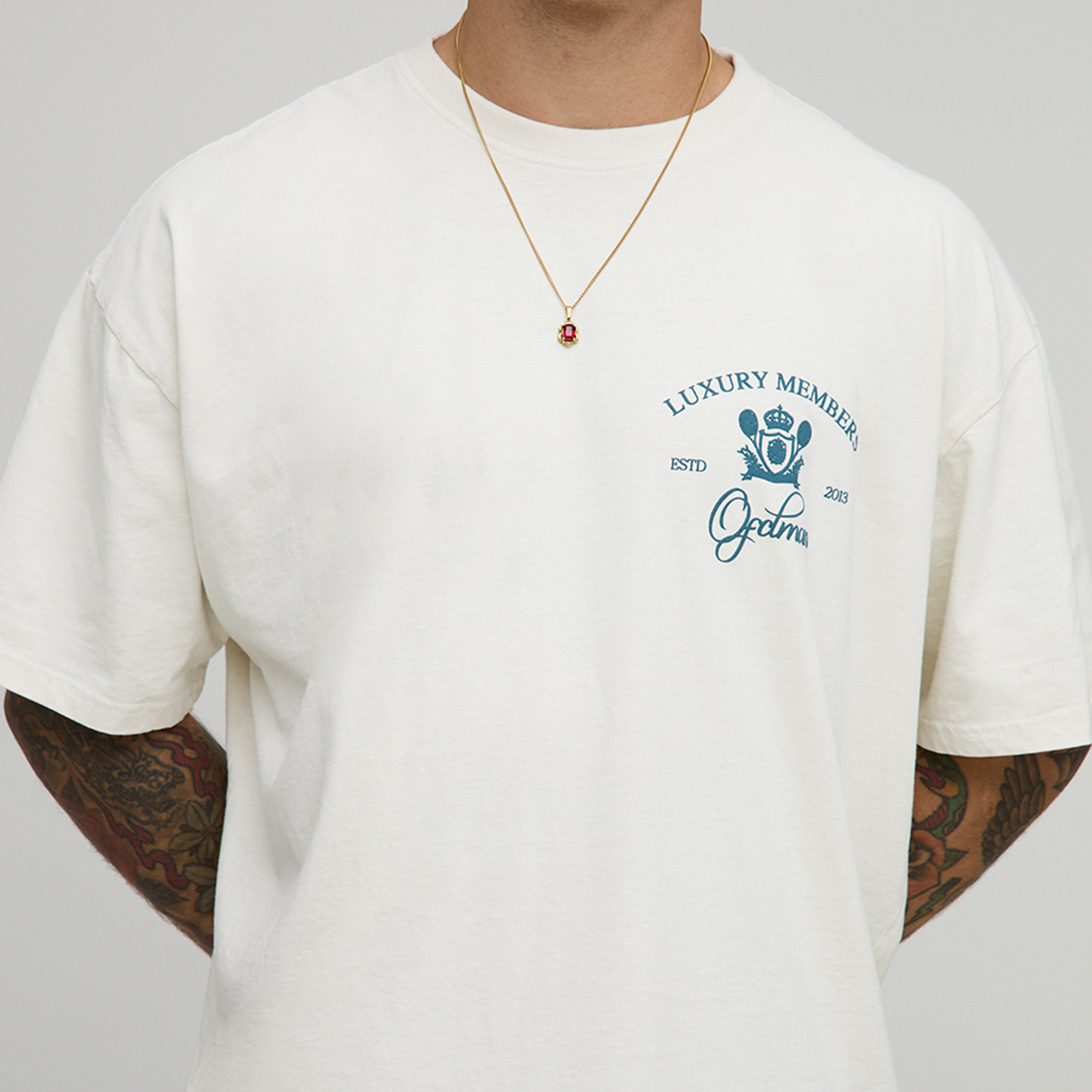 BOOHOOMAN Oversized Ofclman Apres Tennis Puff Print T-Shirt