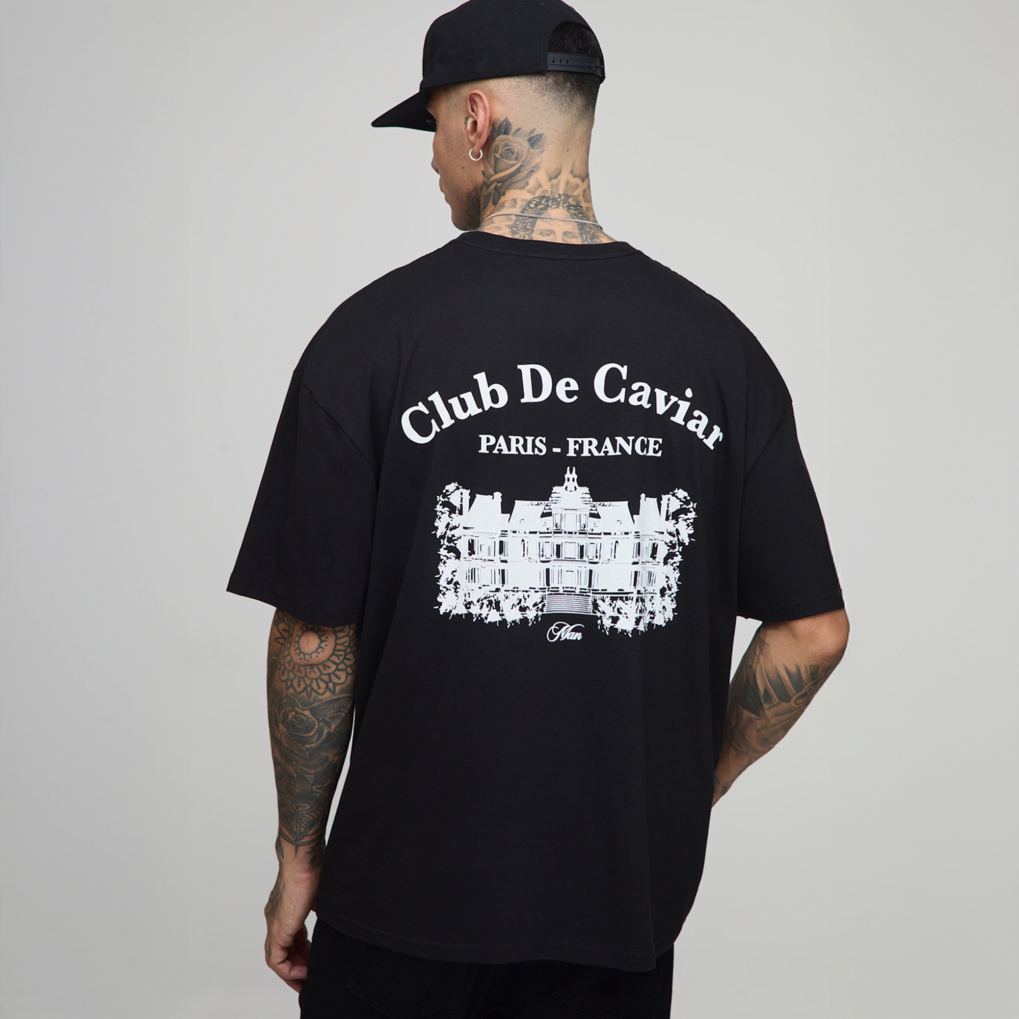 BOOHOOMAN Tall Oversized Club De Caviar T-Shirt
