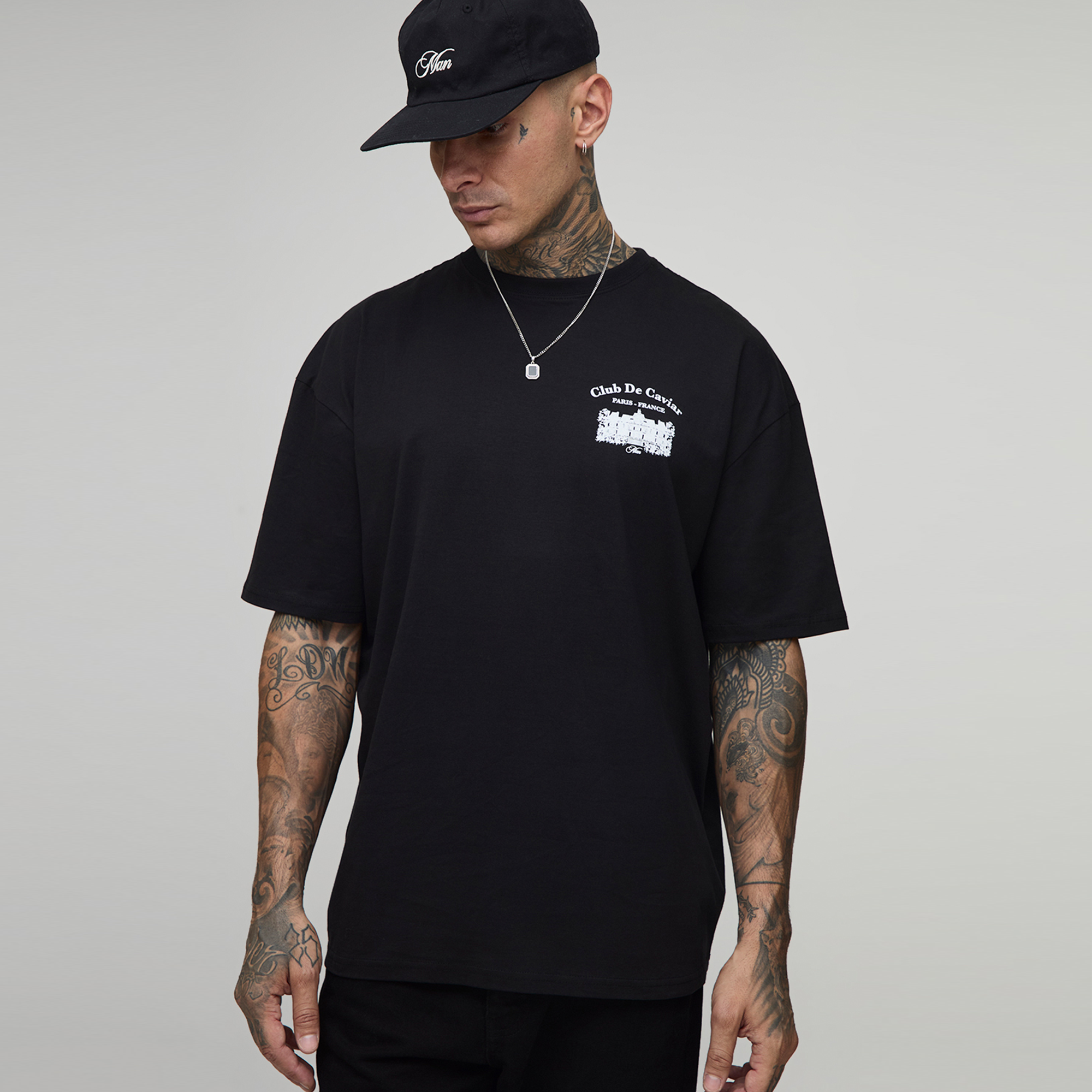 BOOHOOMAN Tall Oversized Club De Caviar T-Shirt