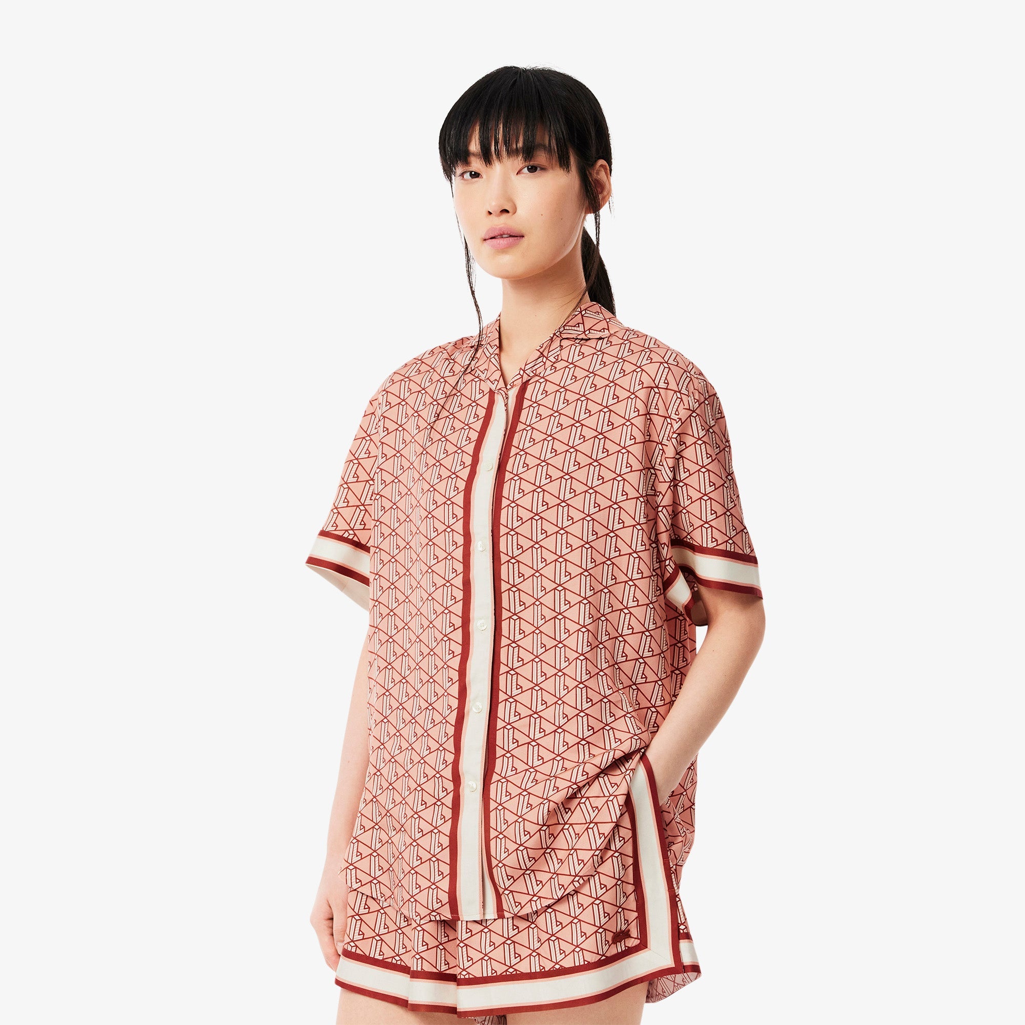 Lacoste Oversized Monogram Print Shirt