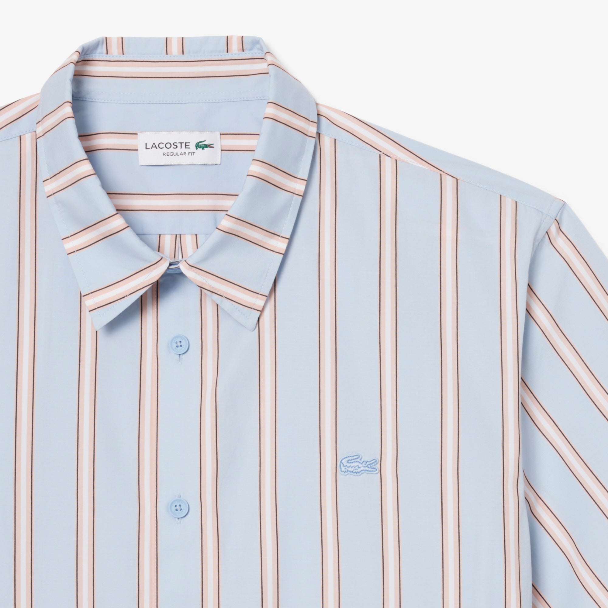 LACOSTE Regular Fit Striped Poplin Shirt