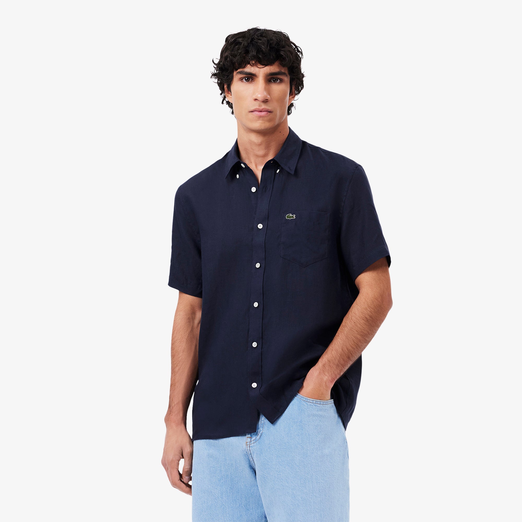 Lacoste Men Short Sleeved Linen Shirt