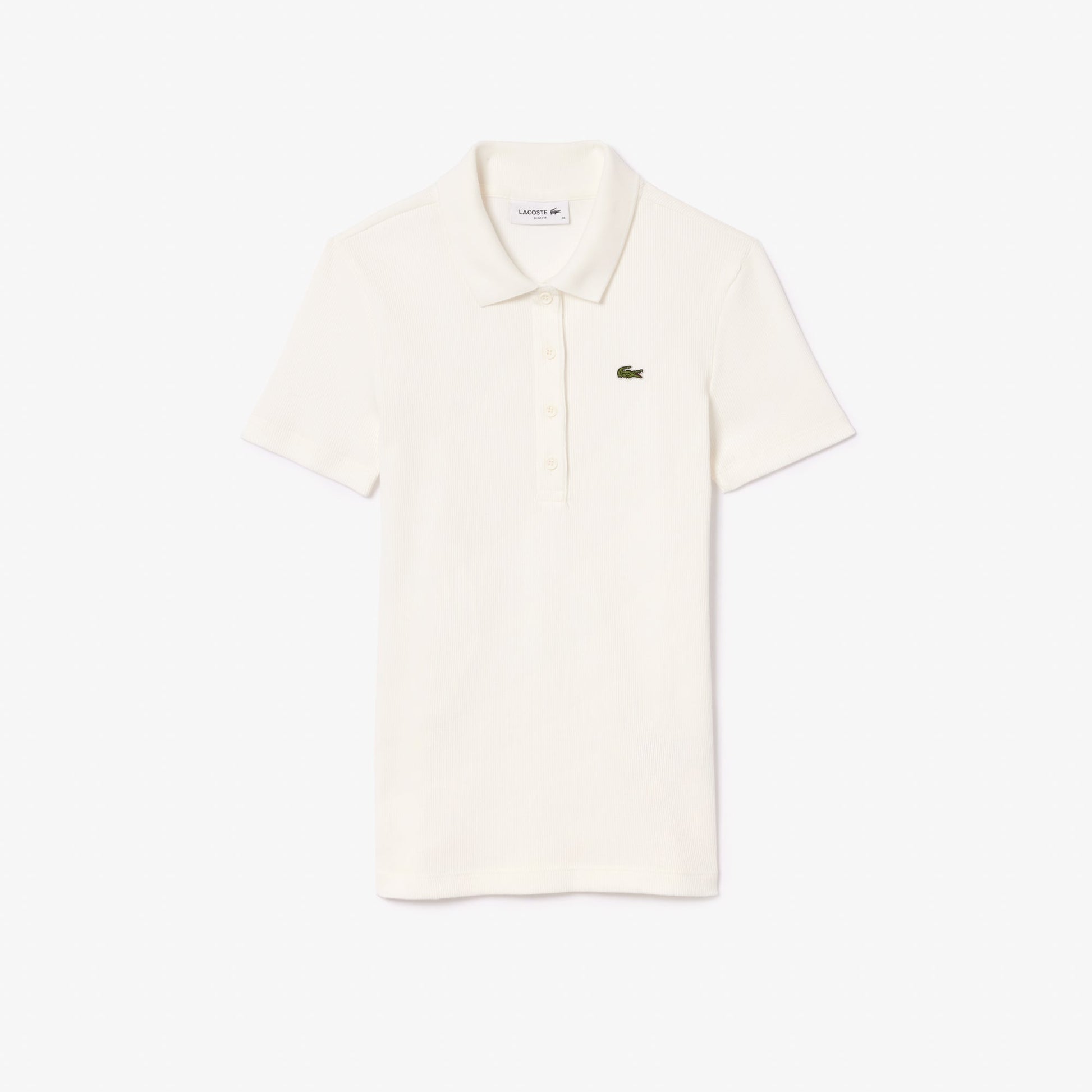 Lacoste L.12.D Slim Fit Ribbed Cotton Polo Shirt - 34-S (UK 6) / 70V-White - Lacoste Apparel THE MIX