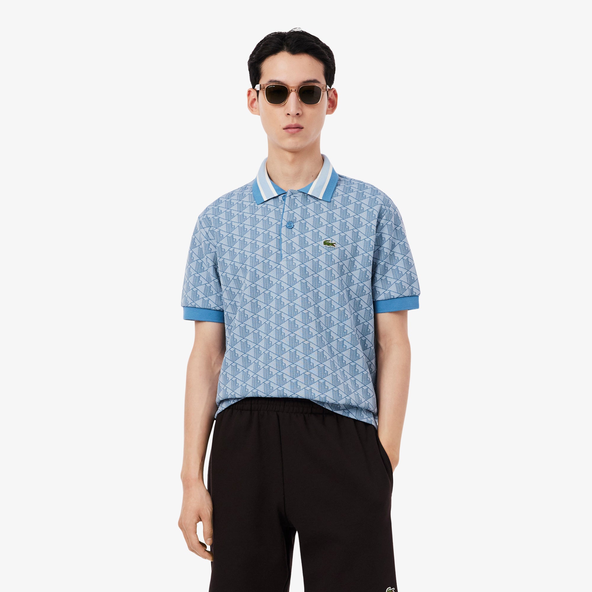 LACOSTE Men Classic Fit Monogram Jacquard Polo Shirt