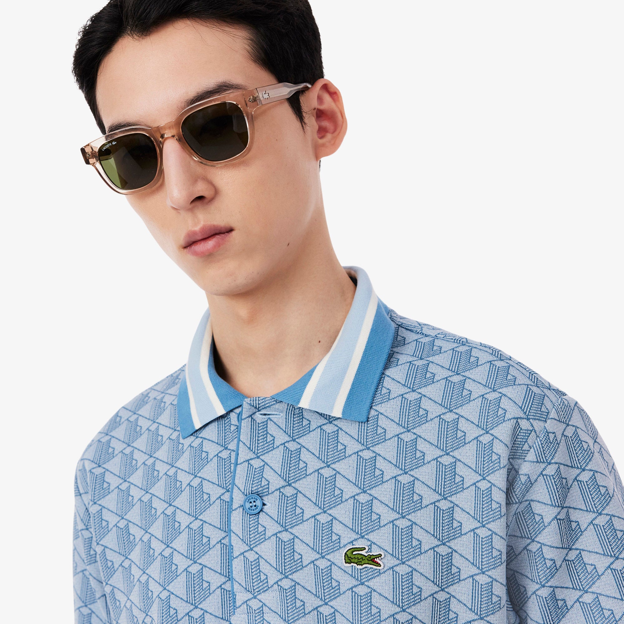 LACOSTE Men Classic Fit Monogram Jacquard Polo Shirt