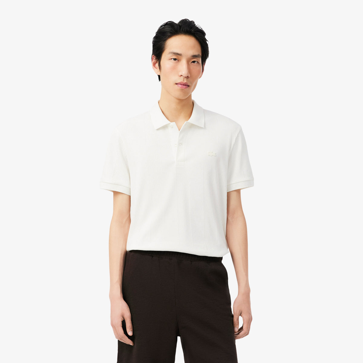 LACOSTE Classic Fit Ribbed Knit Polo Men