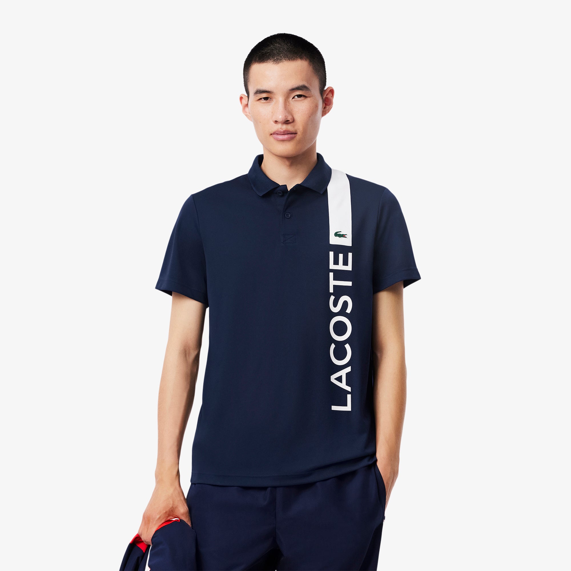 Lacoste Men Ultra Dry Print Branding Tennis Polo Shirt