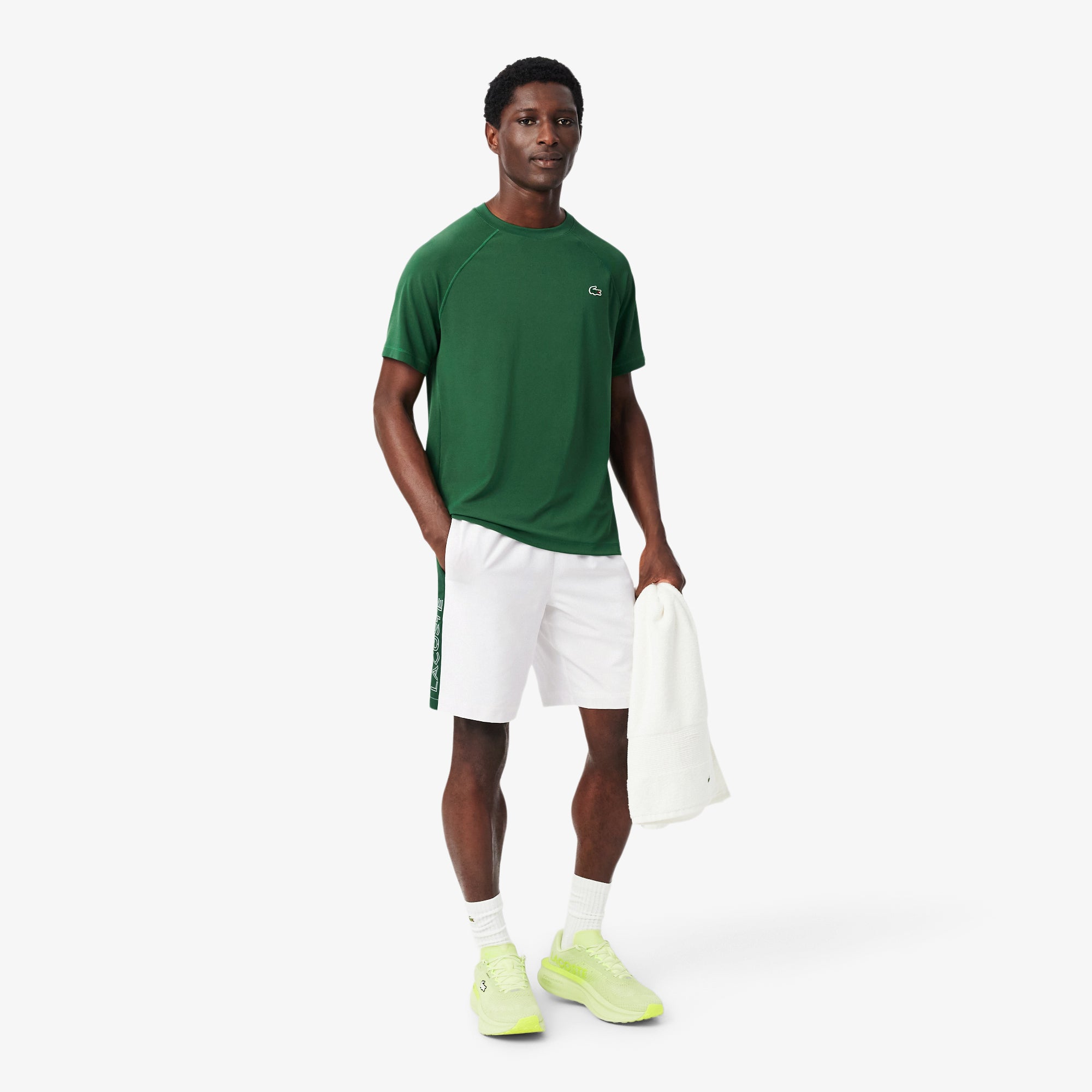 LACOSTE Diamond Taffeta Band Accent Sport Shorts