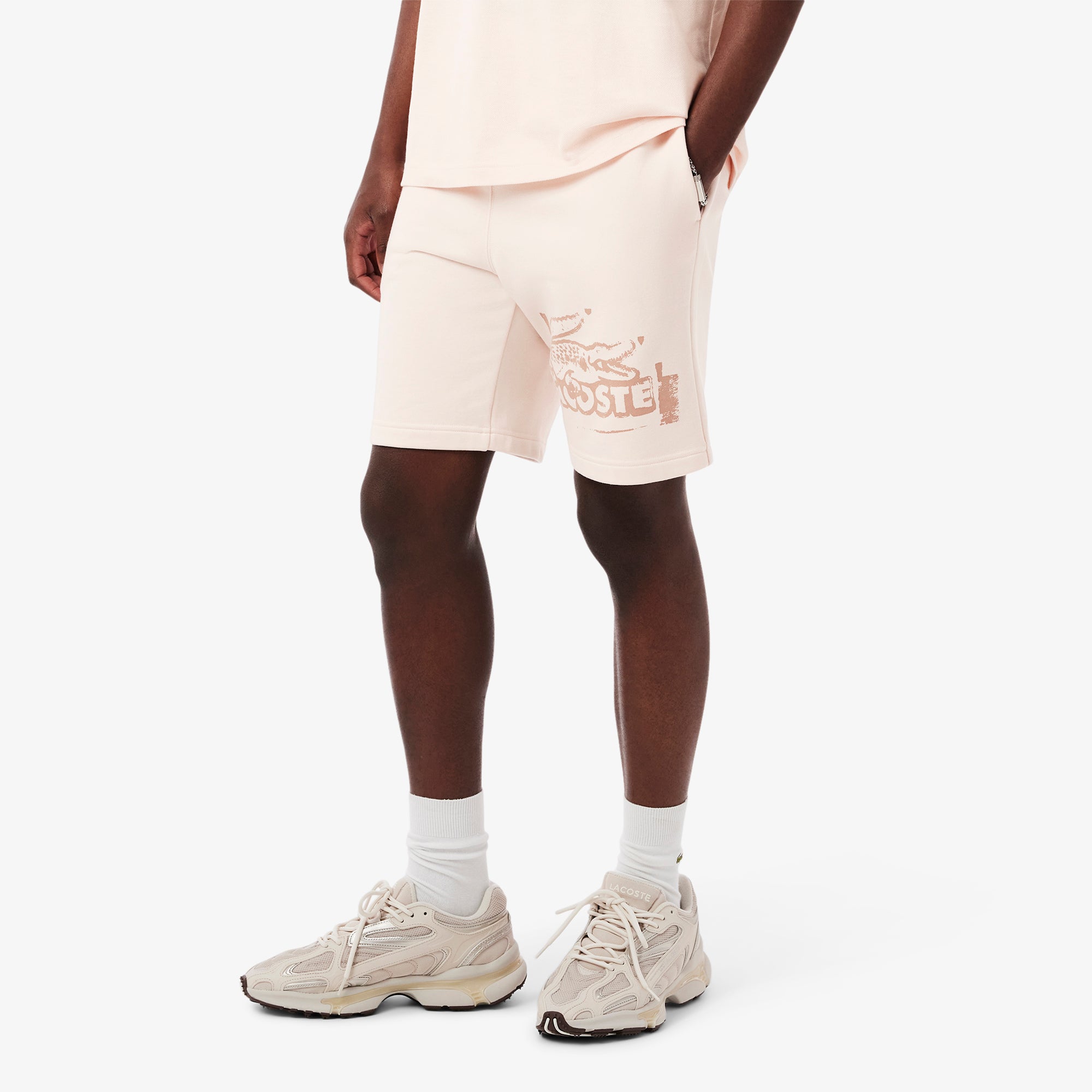 Lacoste Men Graphic Cotton Fleece Shorts