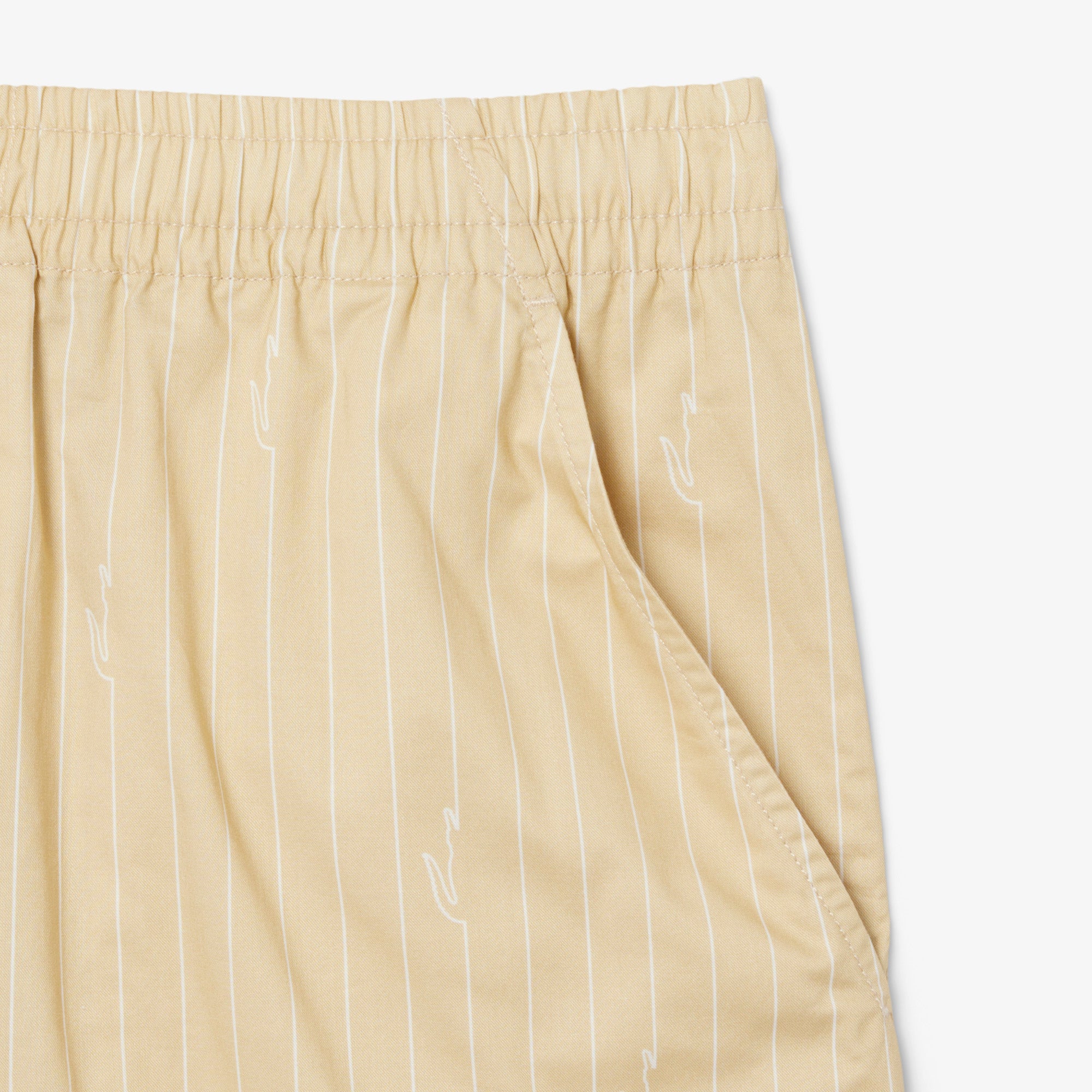 LACOSTE Men Crocodile Print Stripe Cotton Shorts