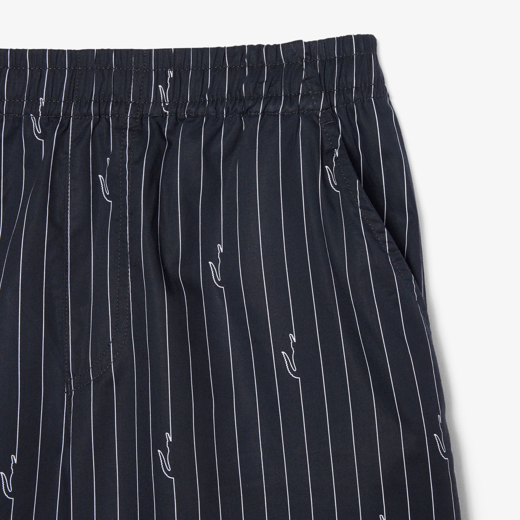 LACOSTE Men Crocodile Print Stripe Cotton Shorts
