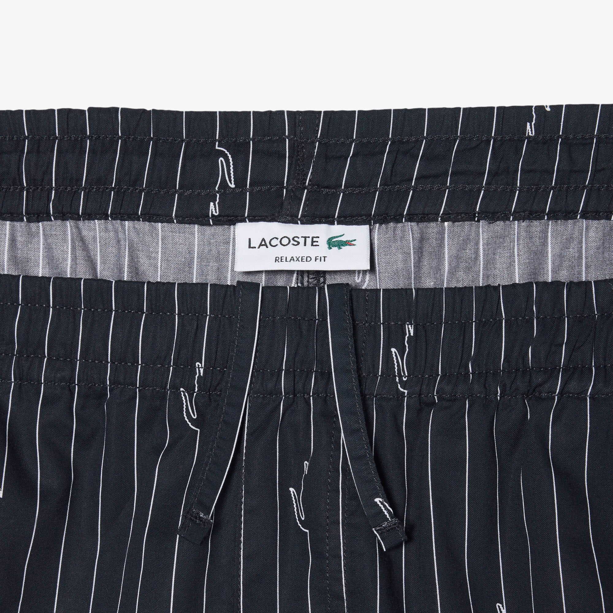 LACOSTE Men Crocodile Print Stripe Cotton Shorts
