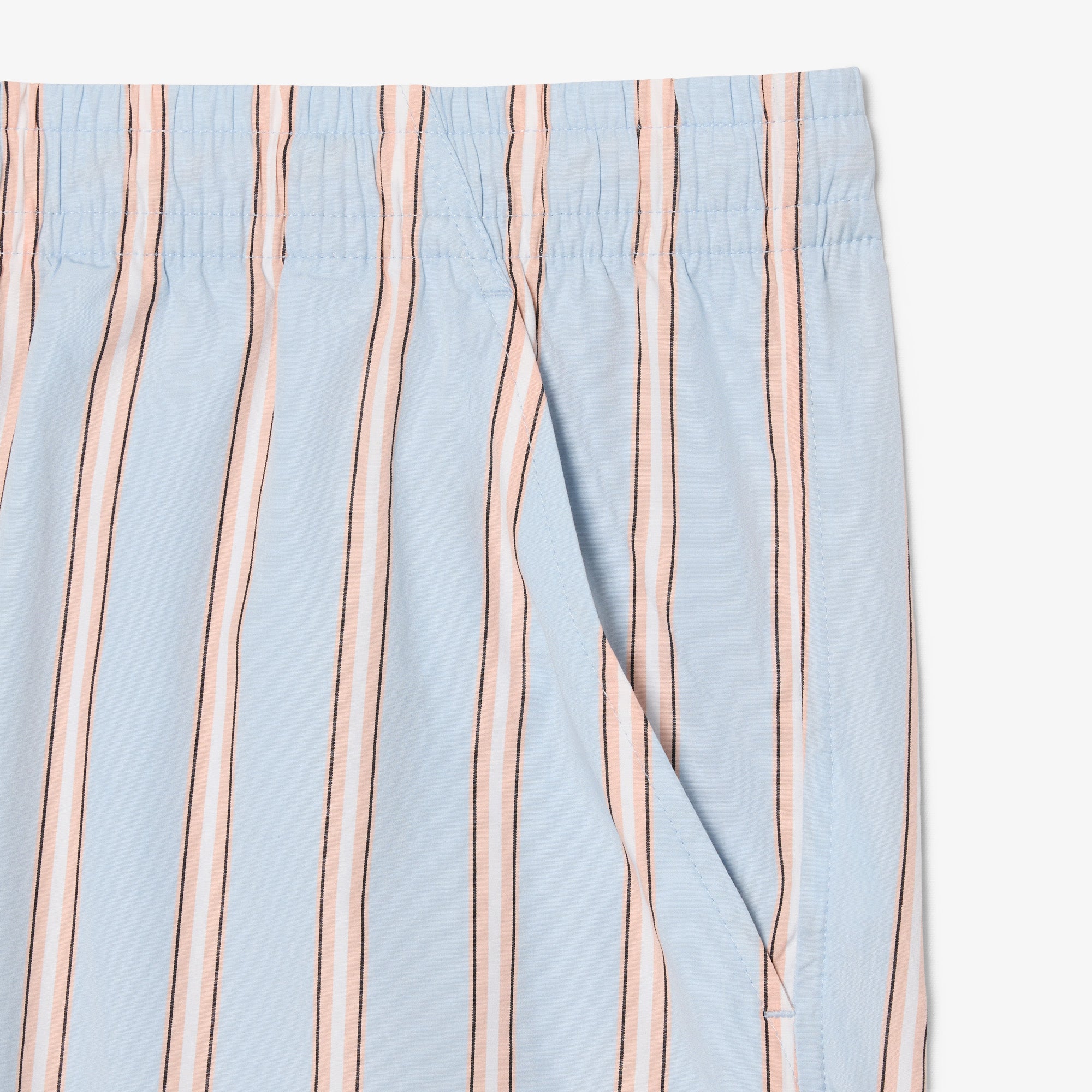 LACOSTE Striped Cotton Poplin Shorts