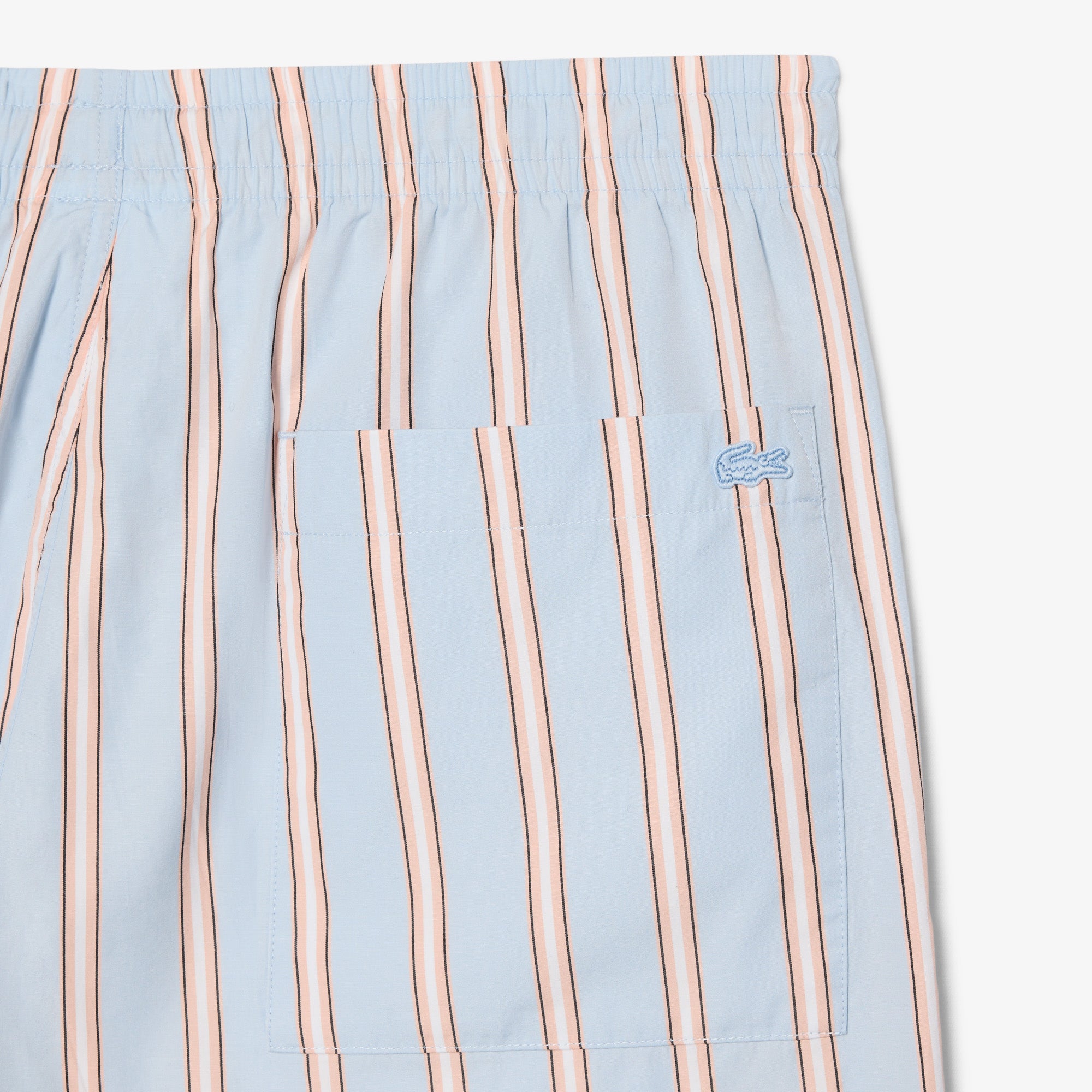 LACOSTE Striped Cotton Poplin Shorts