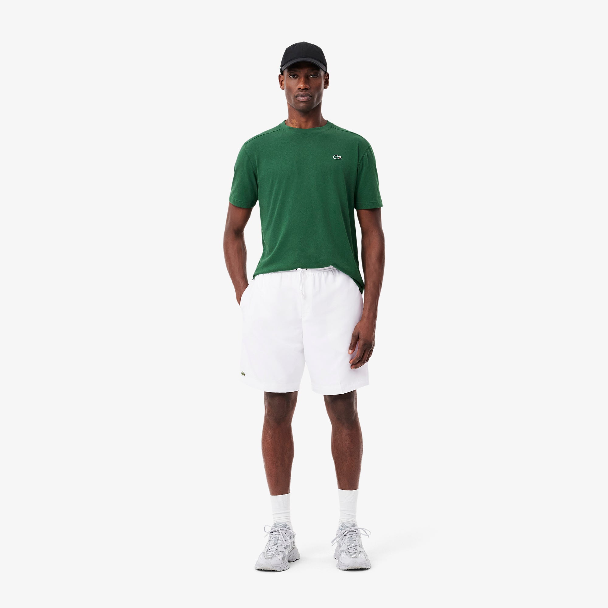 LACOSTE Men's Sport Tennis Shorts In Solid Diamond Weave Taffeta