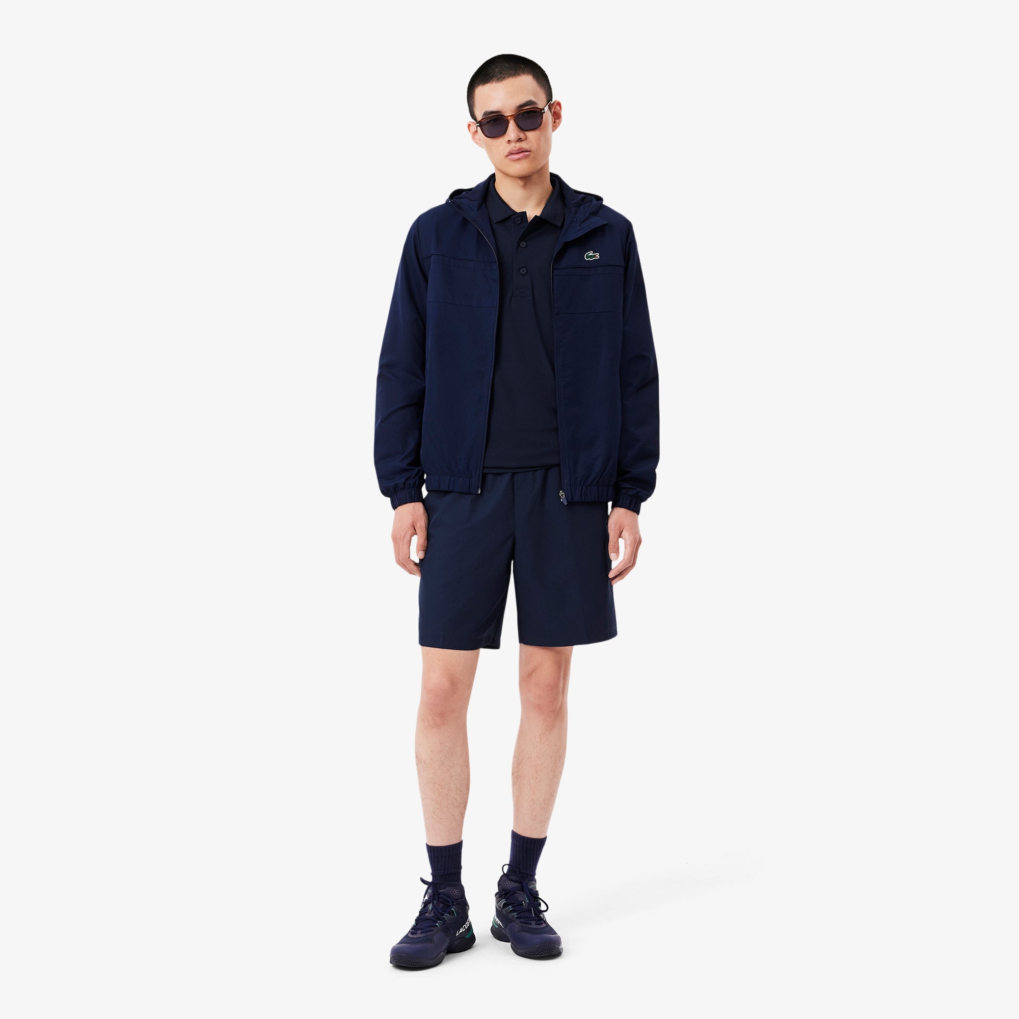 LACOSTE Men's Sport Tennis Shorts In Solid Diamond Weave Taffeta