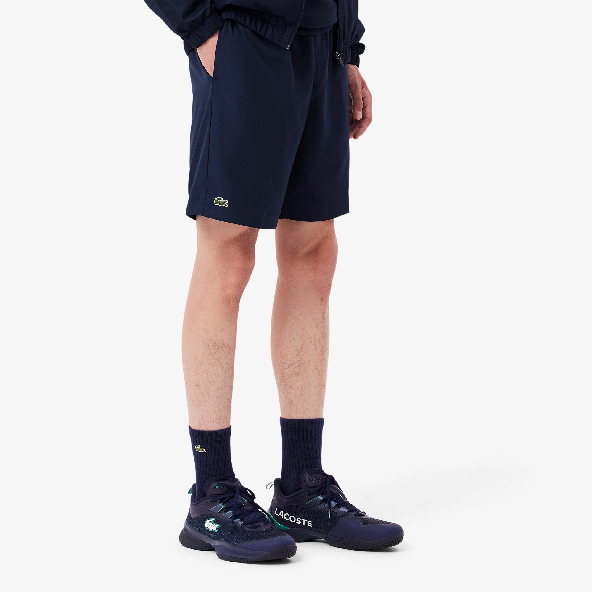 LACOSTE Men's Sport Tennis Shorts In Solid Diamond Weave Taffeta